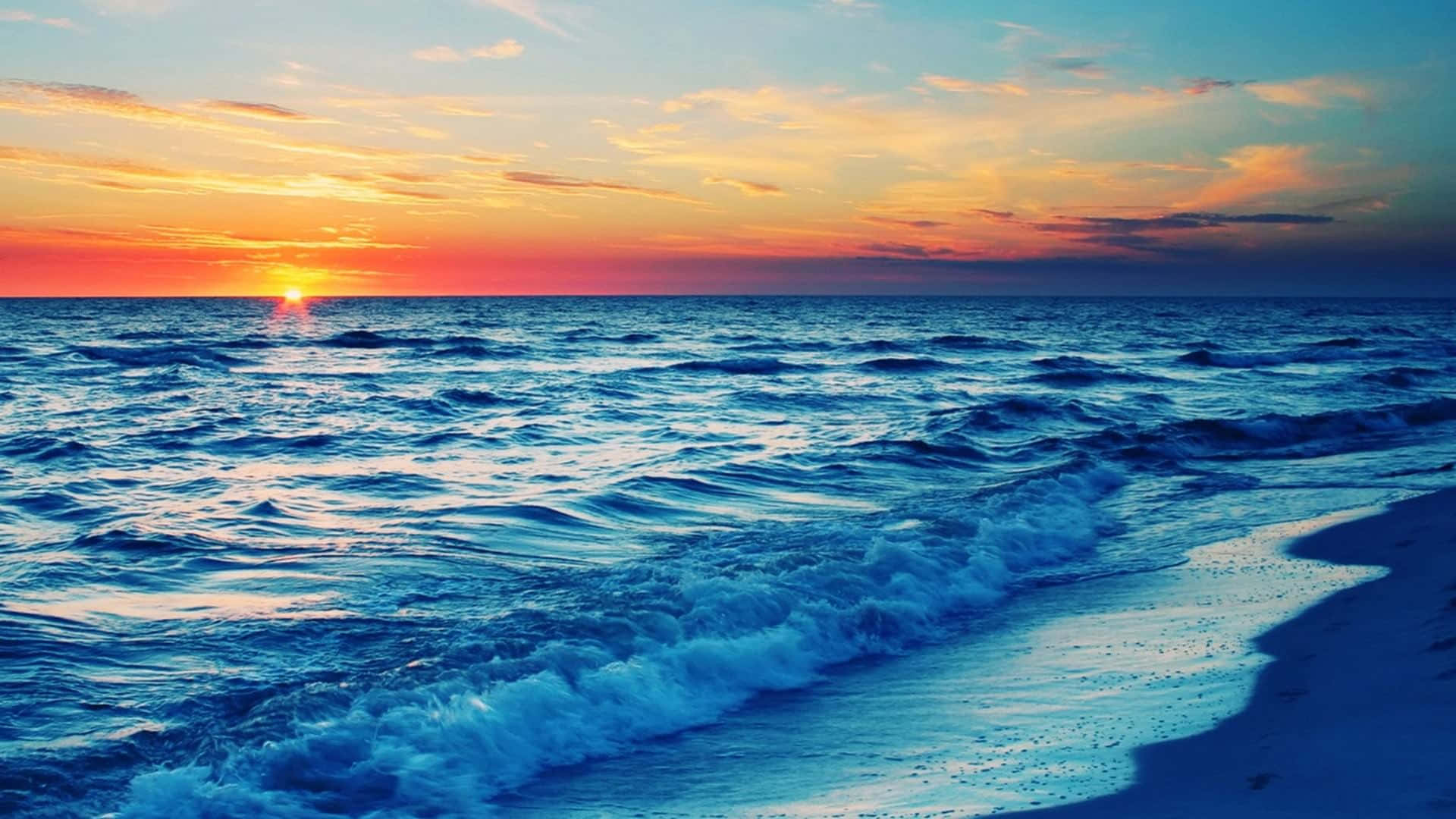 beach, sunset, golden sunset, Full HD Desktop Wallpaper
