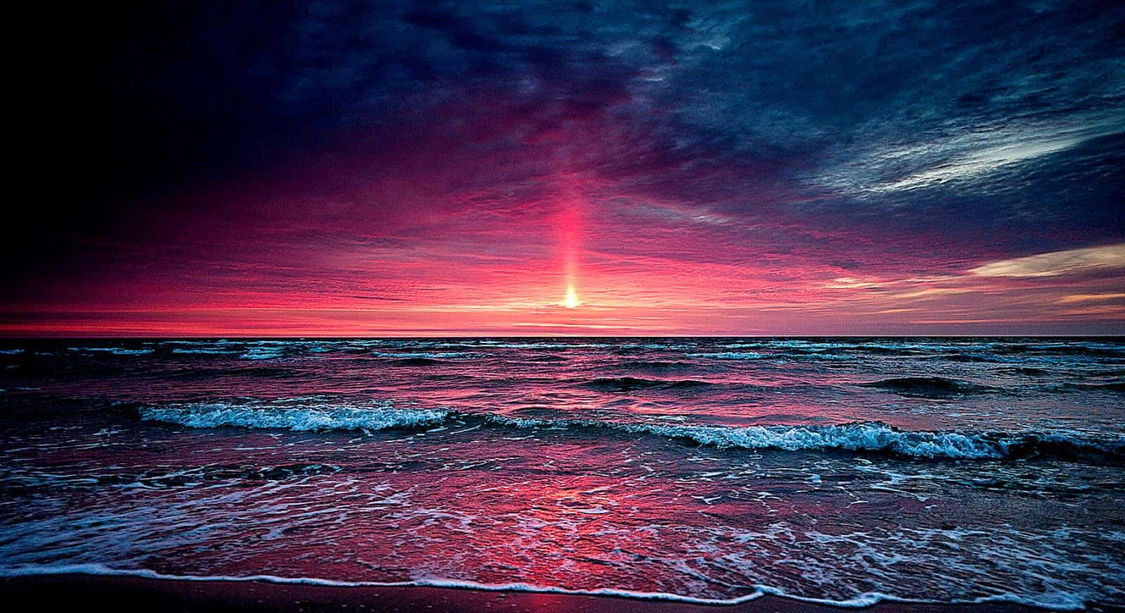 Beach Sunset Desktop, pink, blue, HD Desktop Wallpaper