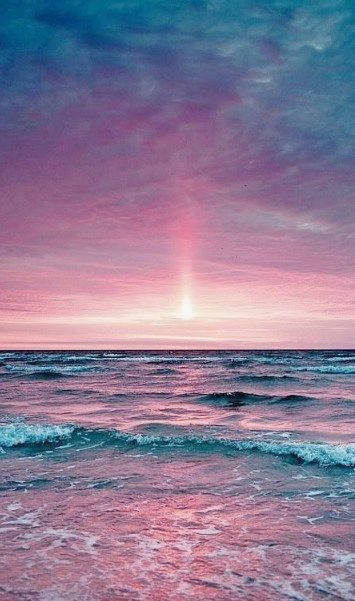 Beach Sunset, pink, purple, SD Phone Wallpaper