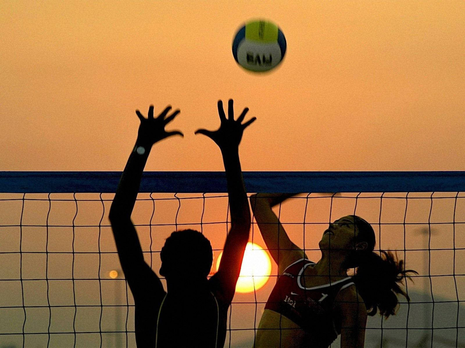 beach volleyball, motion blur, sunset, HD Desktop Wallpaper
