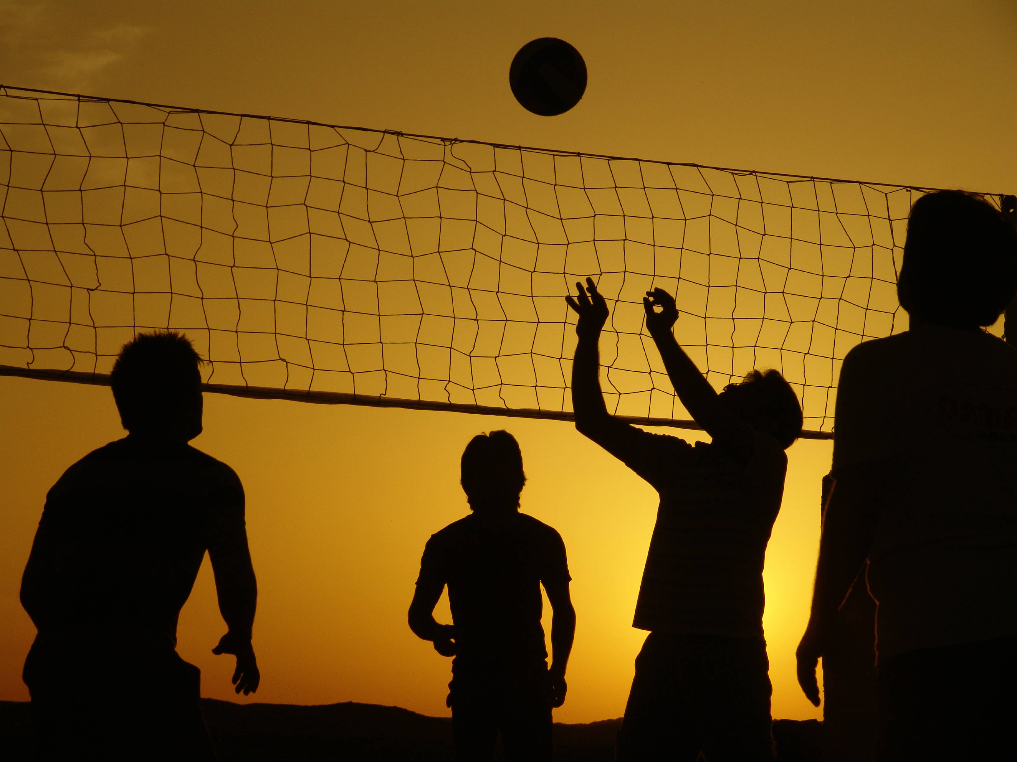 Beach Volleyball, silhouette, players, 2K Desktop Wallpaper