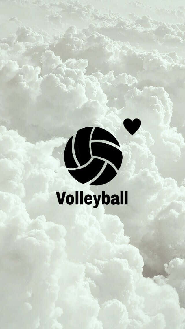 Cute Volleyball Logo, black volleyball icon, heart, SD Phone Wallpaper