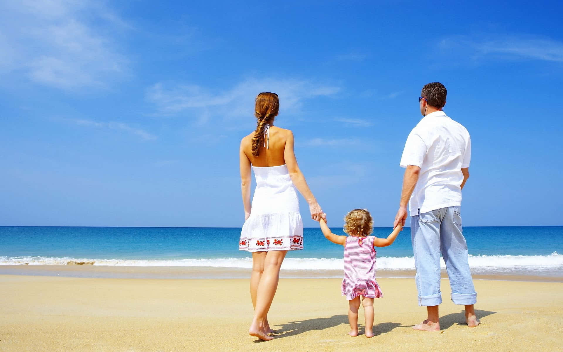 Beach Walk, sunny beach, turquoise ocean, Full HD Desktop Wallpaper