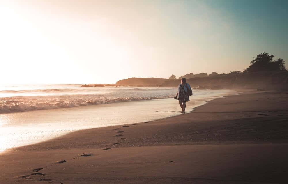Beach Walk, sunset, beach, SD Desktop Wallpaper