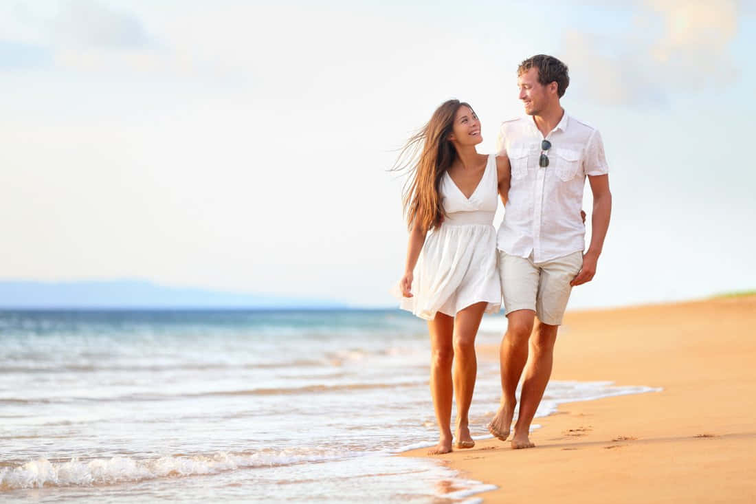 Beach Walk, sunset, sunlit beach, SD Desktop Wallpaper