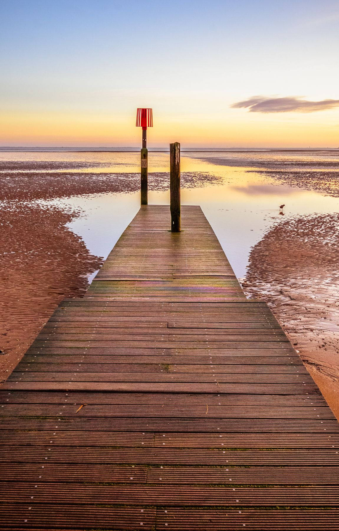wooden walkway, beach, sunrise, HD Phone Wallpaper