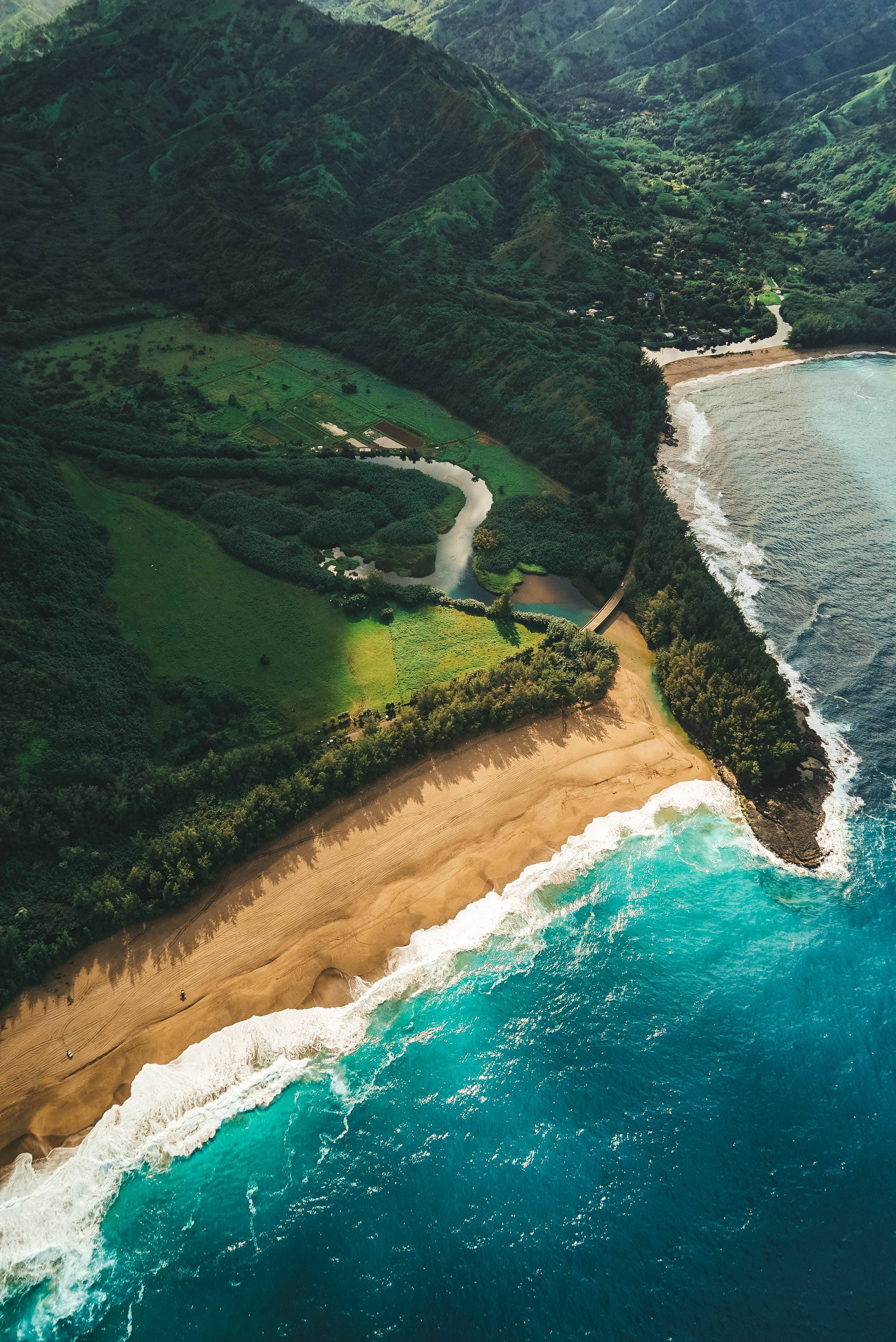 Beach Wave iPhone, golden beach, turquoise ocean waves, 4K Phone Wallpaper