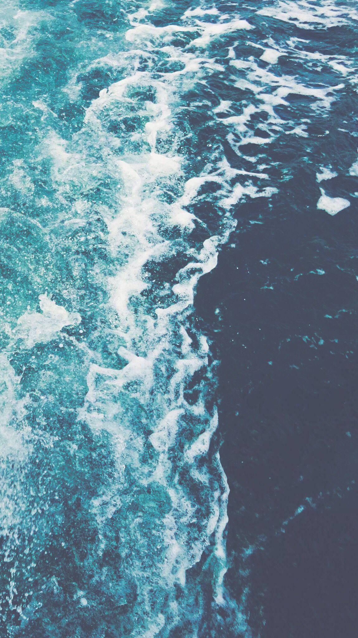 turquoise ocean foam, deep blue water, boat's wake, Full HD Phone Wallpaper