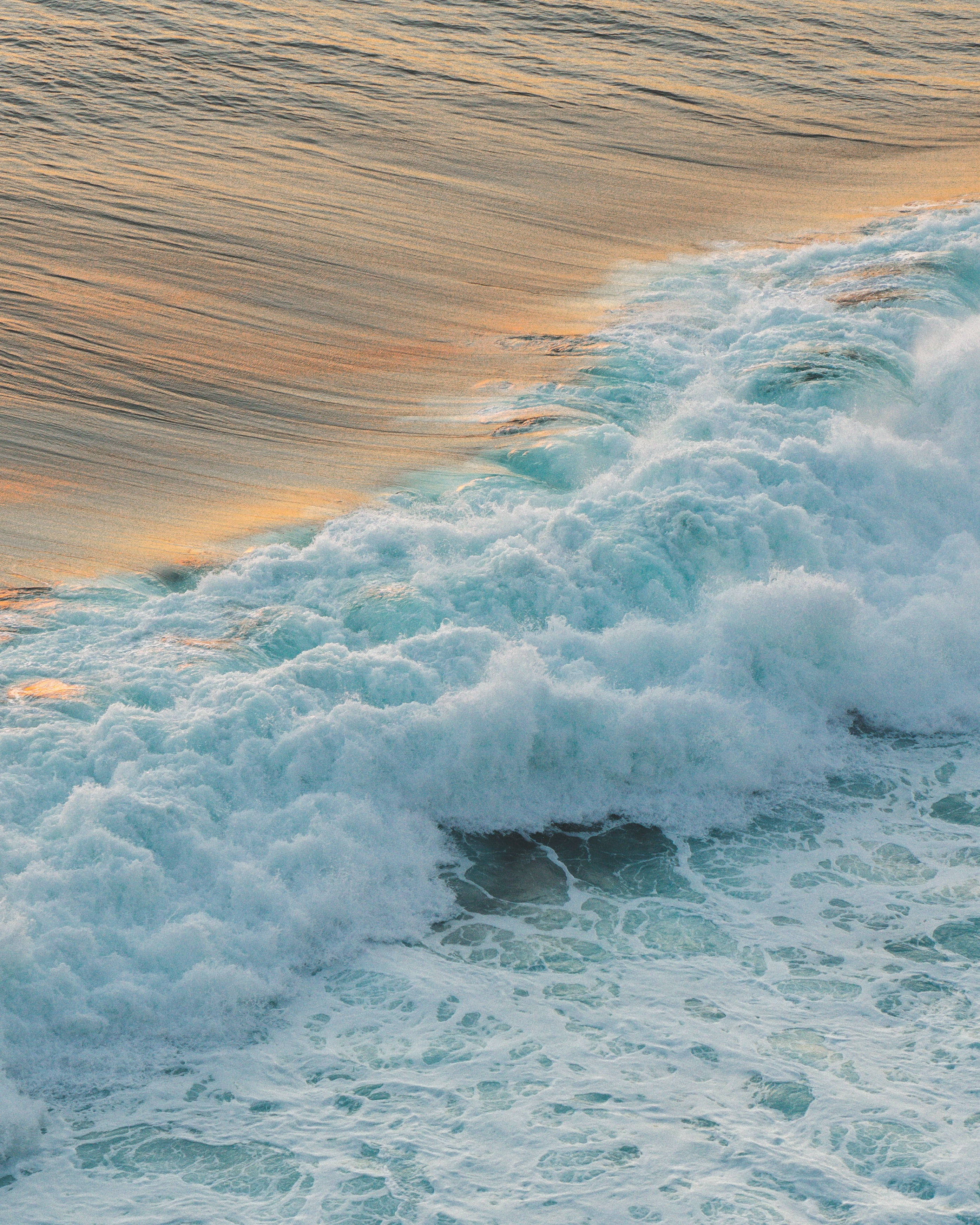 Beach Wave iPhone, thick foam, sunset, 2K Phone Wallpaper