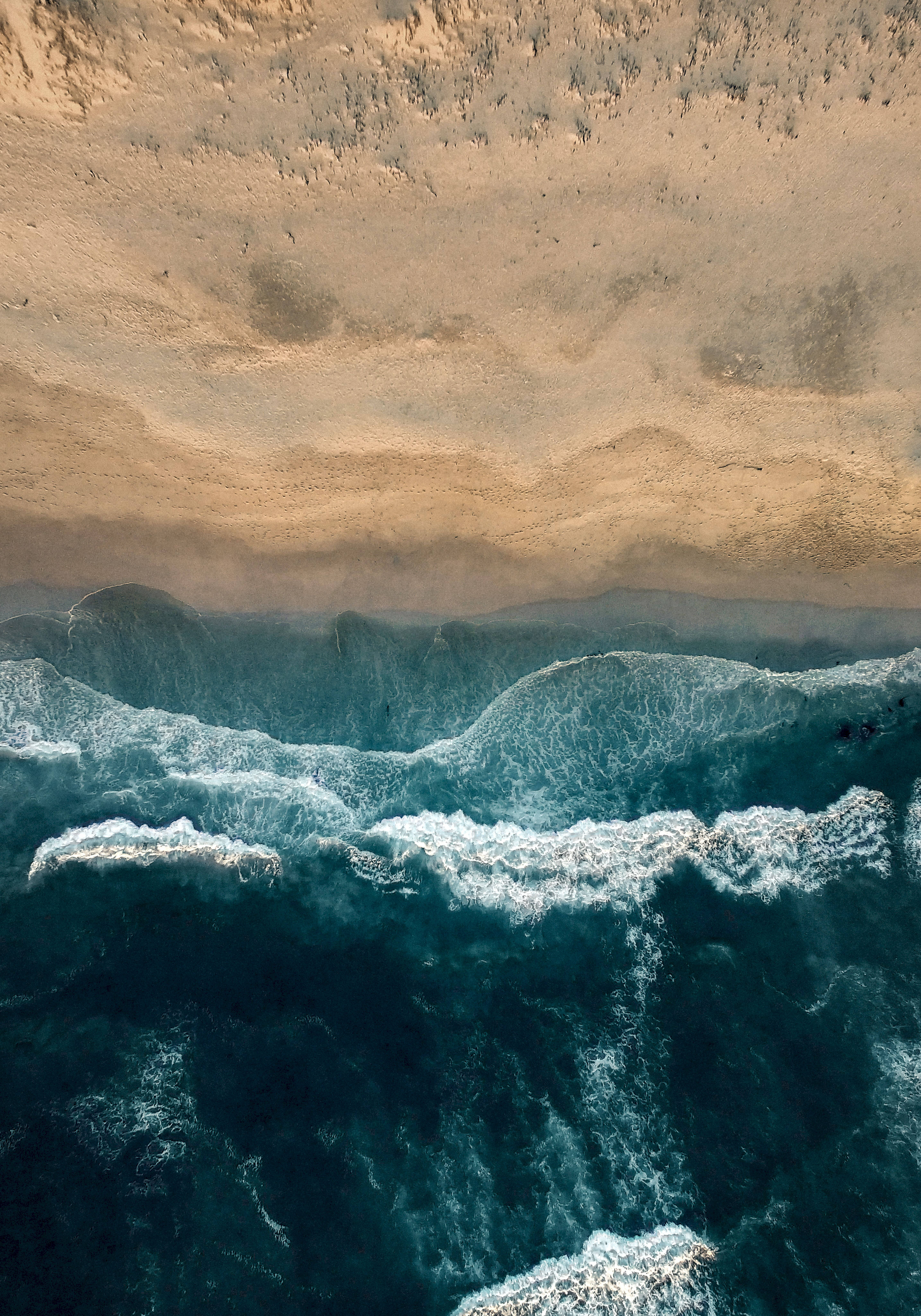 dark blue beach wave iphone, turquoise waves, sandy shore, 8K Phone Wallpaper