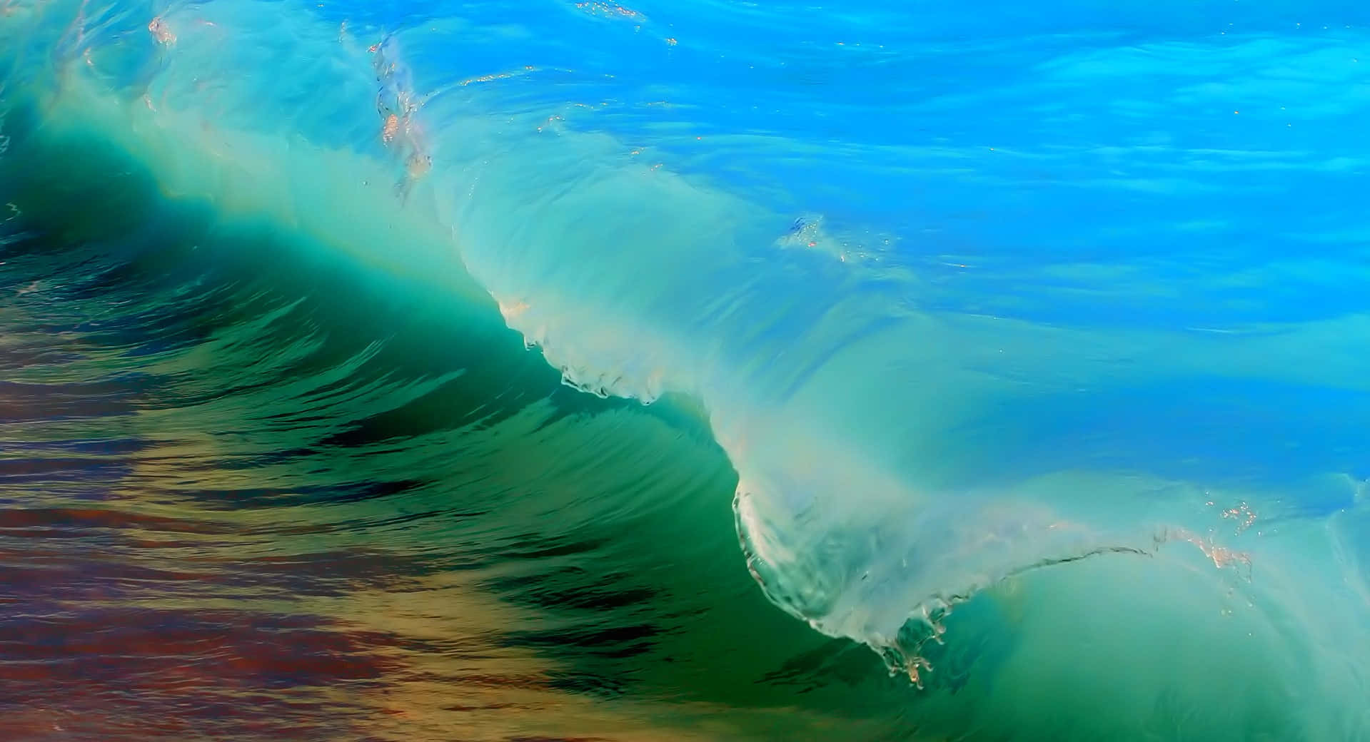 Beach Waves, golden sunset, translucent green barrel, HD Desktop Wallpaper