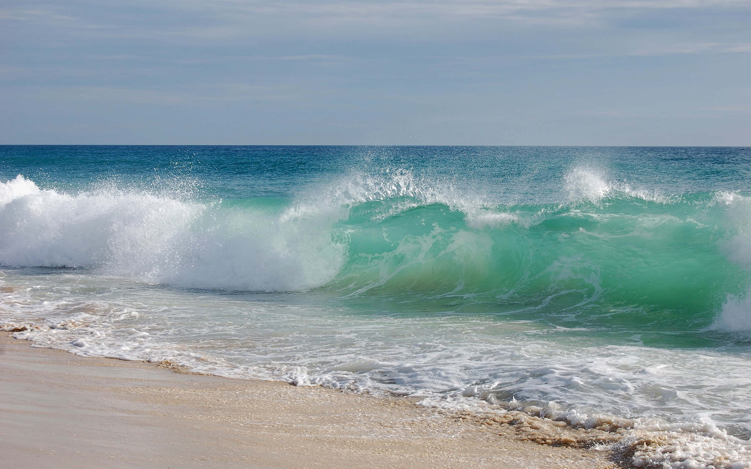 Beach Waves, turquoise wave, sandy beach, 2K Desktop Wallpaper