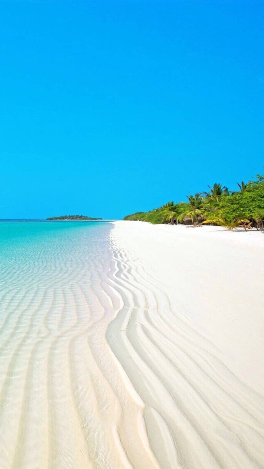 white beach wave patterns, pristine white sandy beach, turquoise waters, Full HD Phone Wallpaper