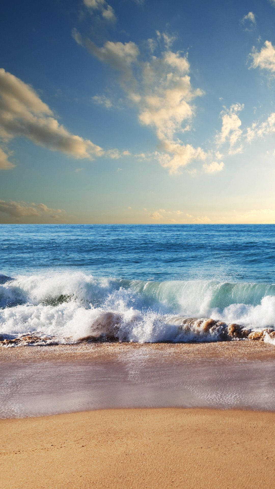 beach, huge waves, sunlit ocean waves, Full HD Phone Wallpaper