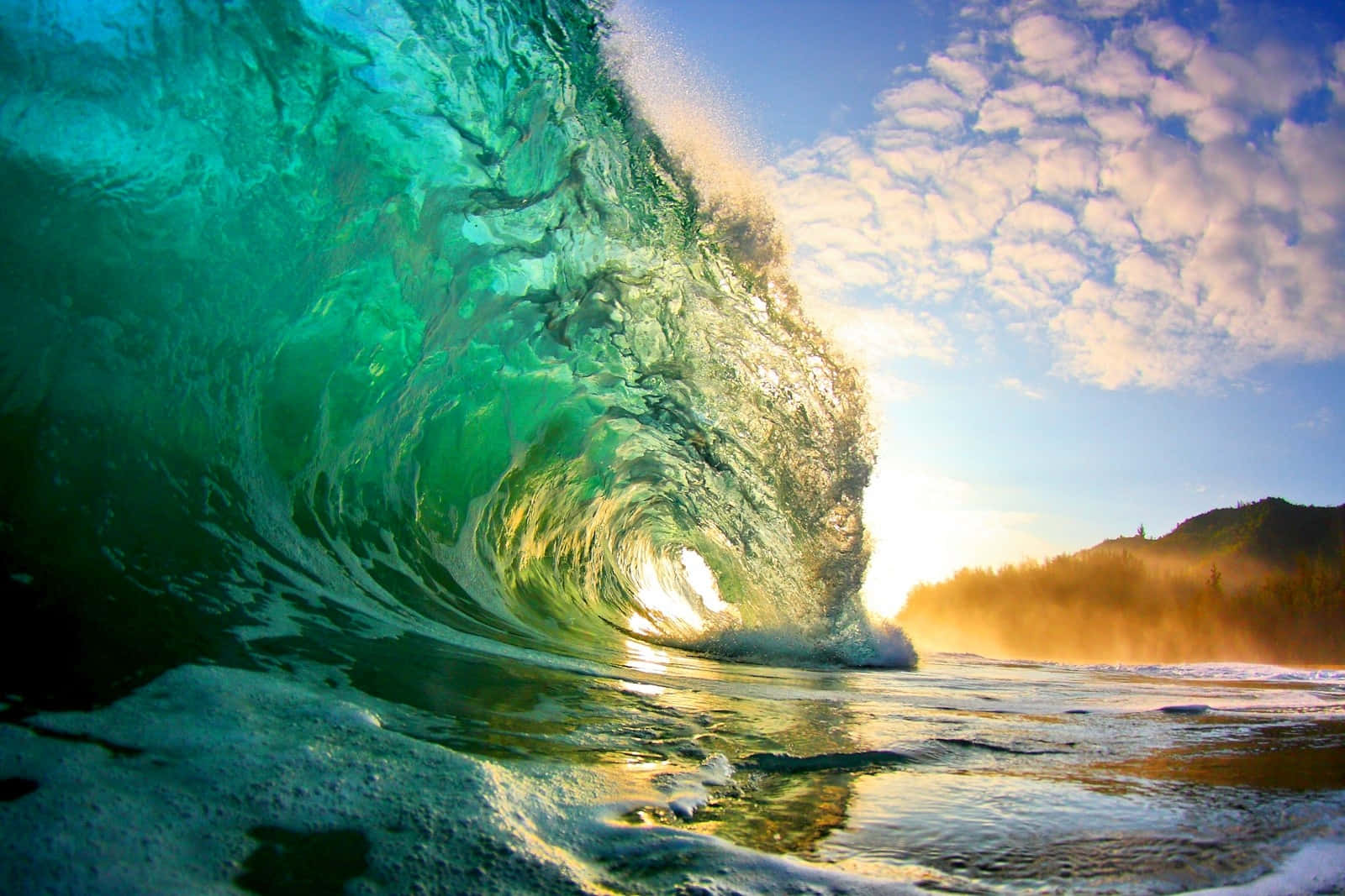 Beach Waves, turquoise wave, glassy tube, HD Desktop Wallpaper