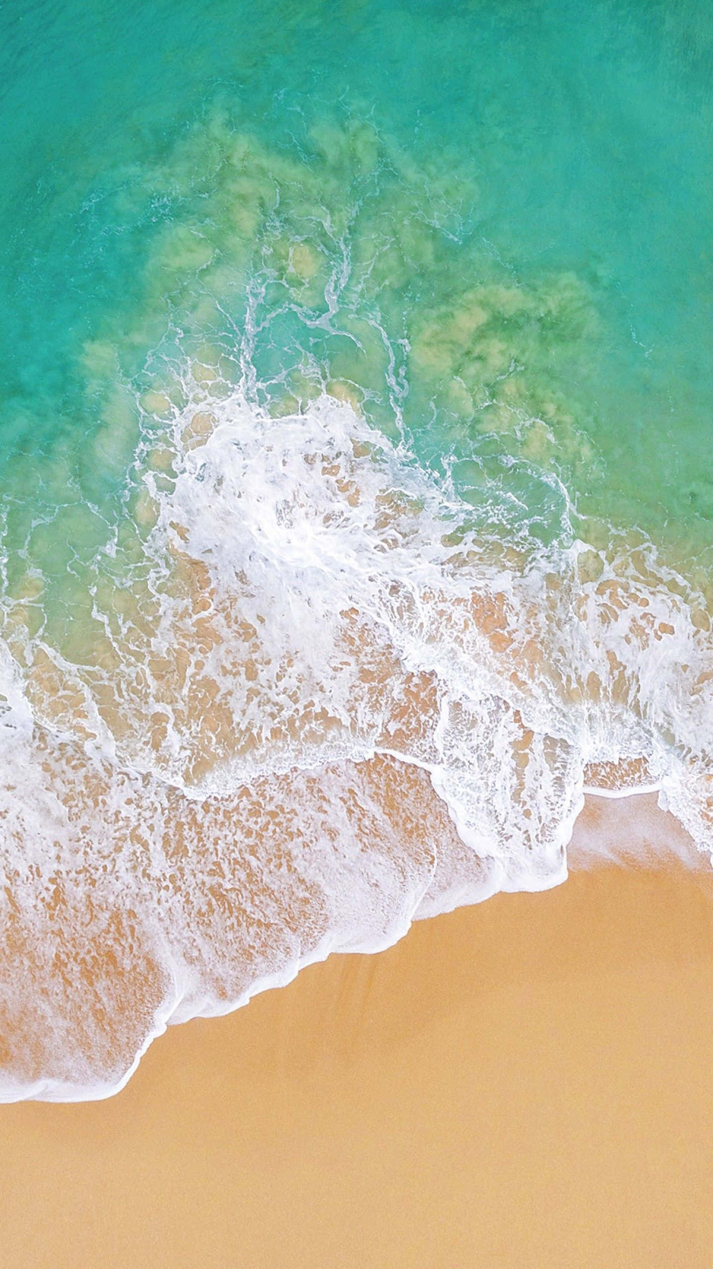 turquoise waves, golden sand, aerial view, 2K Phone Wallpaper