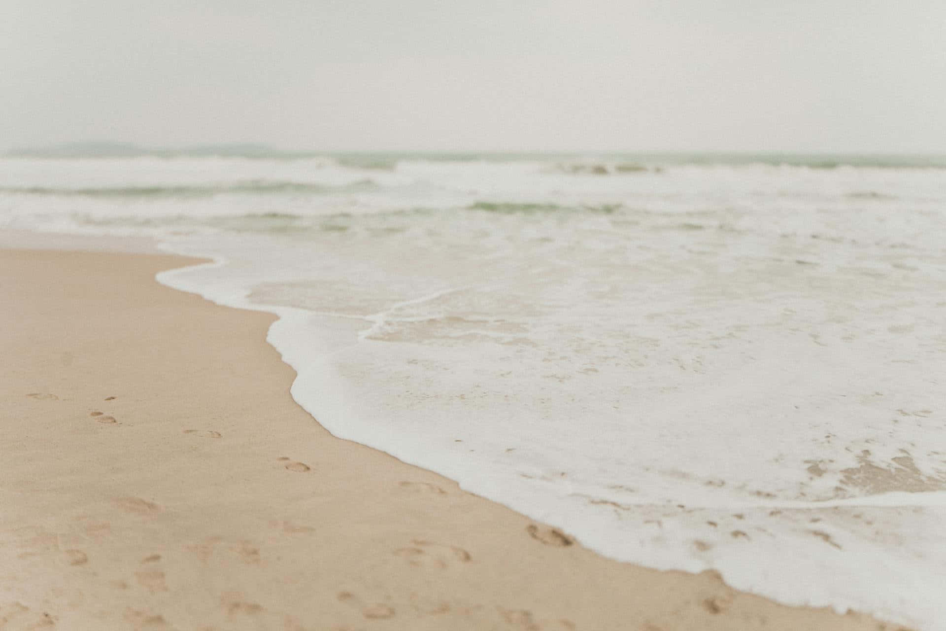 beige, beach waves, sandy beach, Full HD Desktop Wallpaper