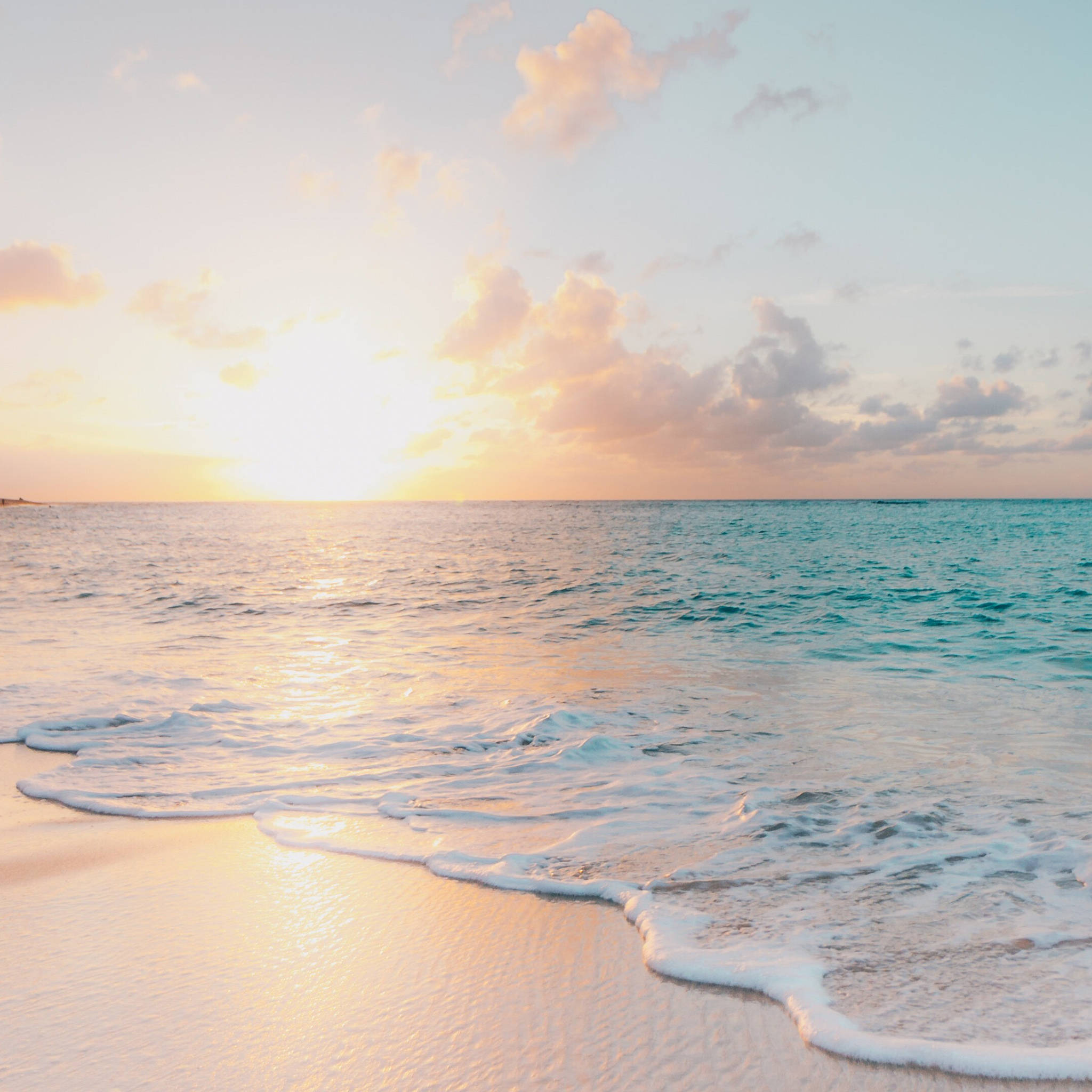 Sunset, ocean, sand, Full HD Desktop Wallpaper