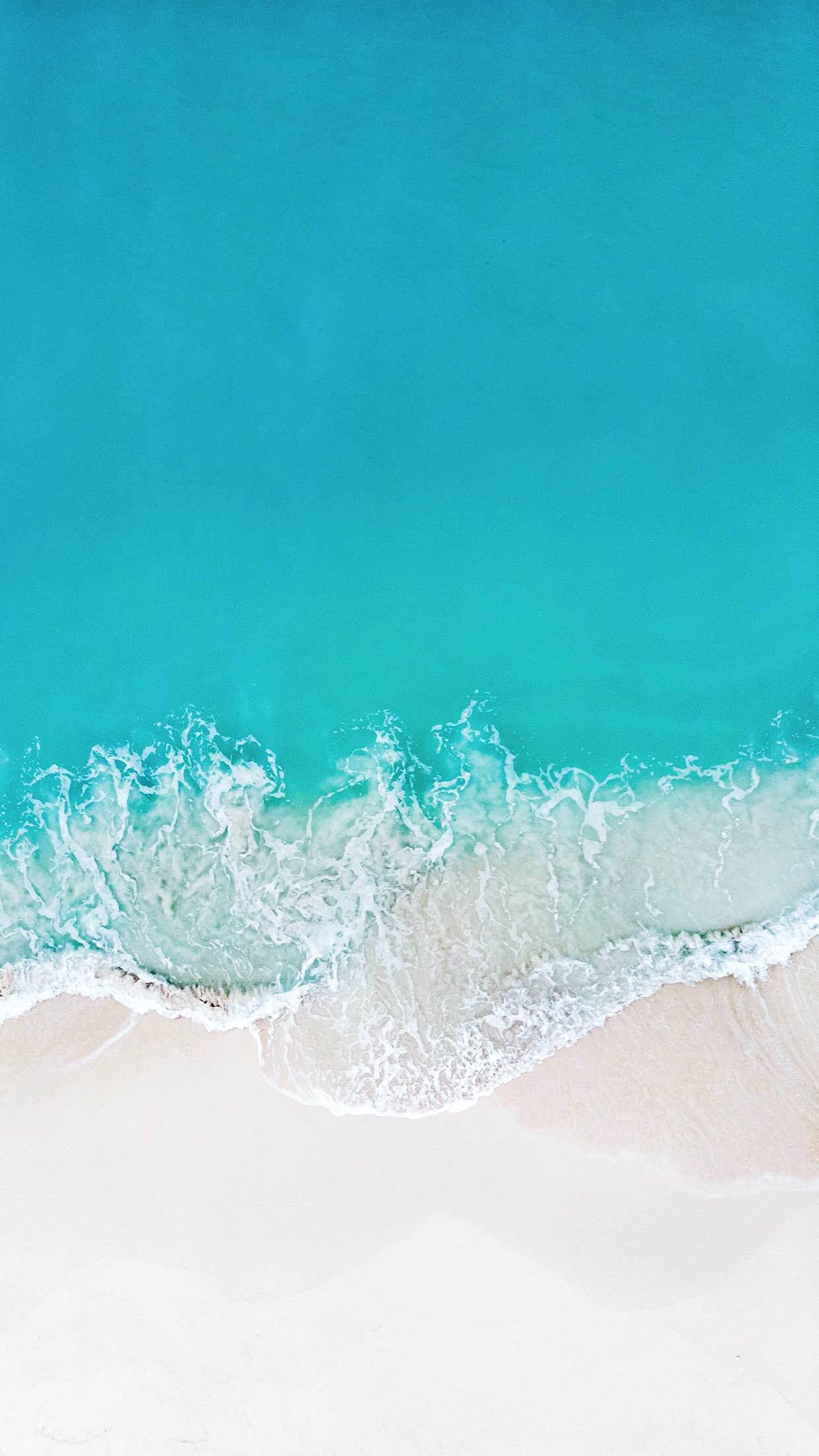 turquoise ocean, pristine white sandy beach, aerial view, Full HD Phone Wallpaper