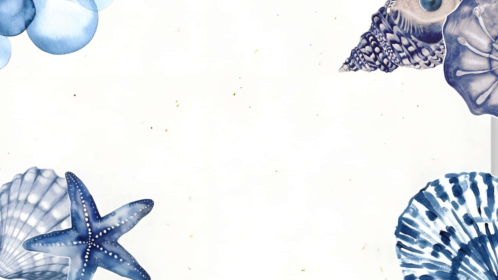 coastal seashell border, watercolor seascape, blue shells, Full HD Desktop Wallpaper
