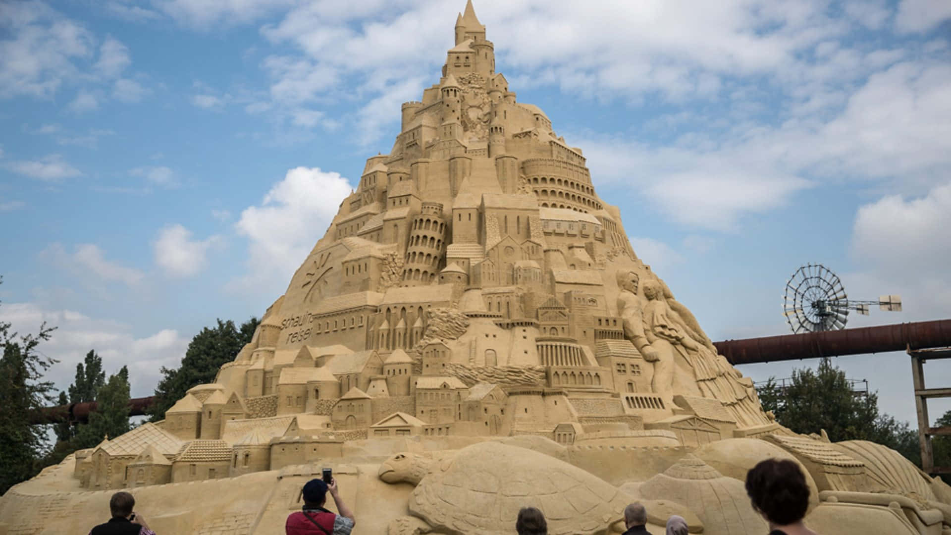sandcastles, towering intricate sandcastle, castle towers, Full HD Desktop Wallpaper