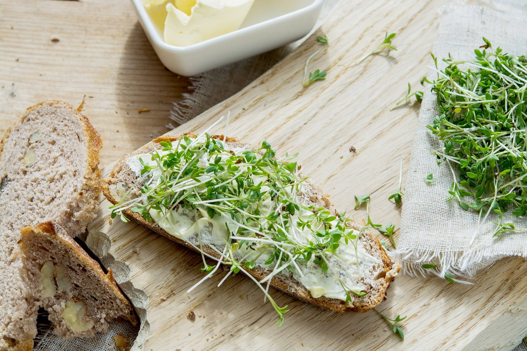 Bean Sprouts Rosemary Olive Bread, whole grain bread, creamy butter, Full HD Desktop Wallpaper
