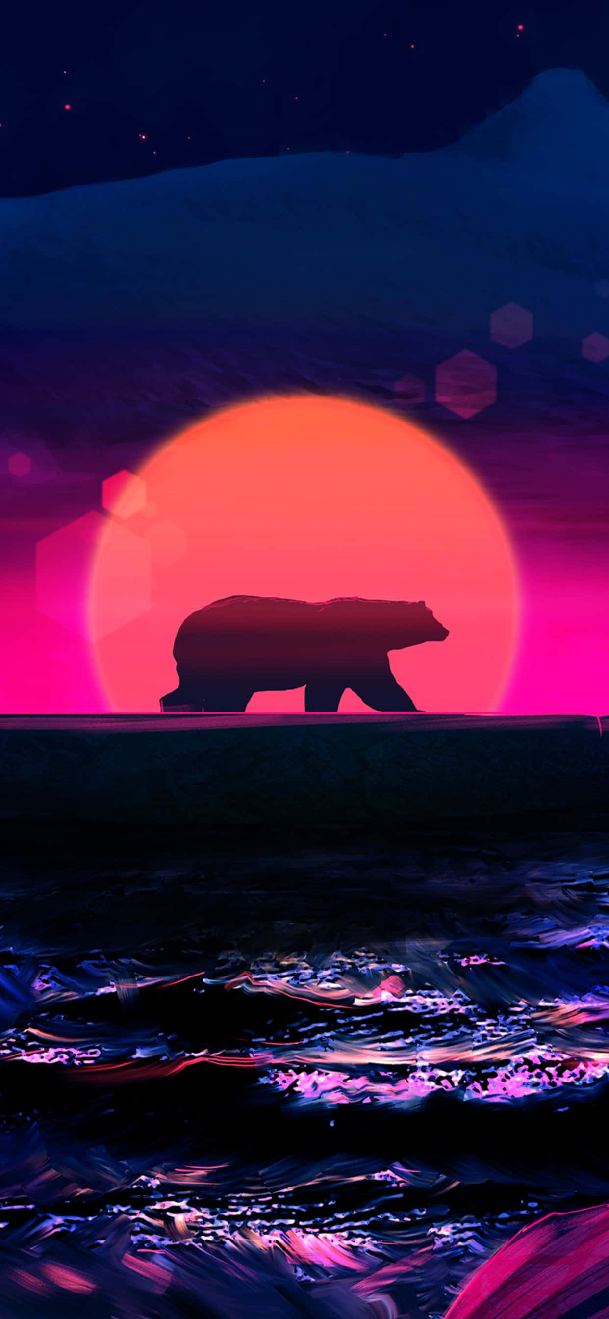 Cool Bear, sunset, cliff, 2K Phone Wallpaper