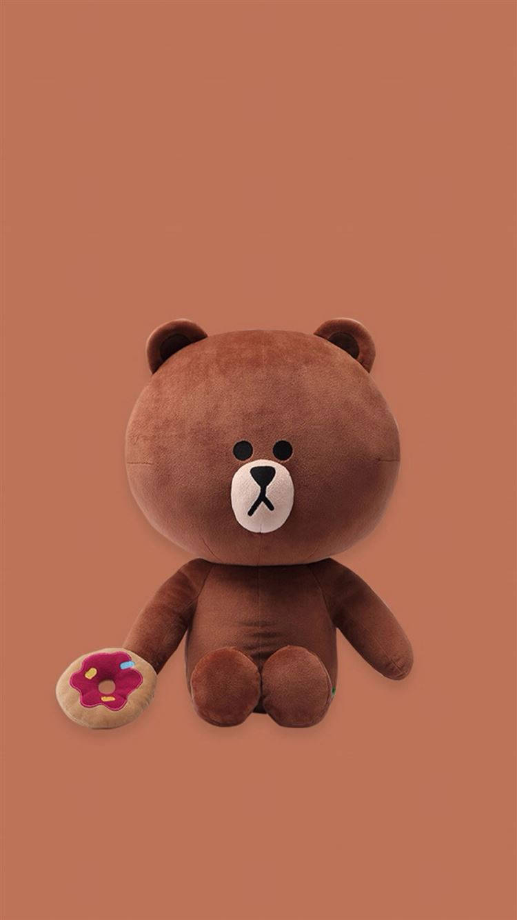 brown bear, donut, pink-frosted donut, HD Phone Wallpaper