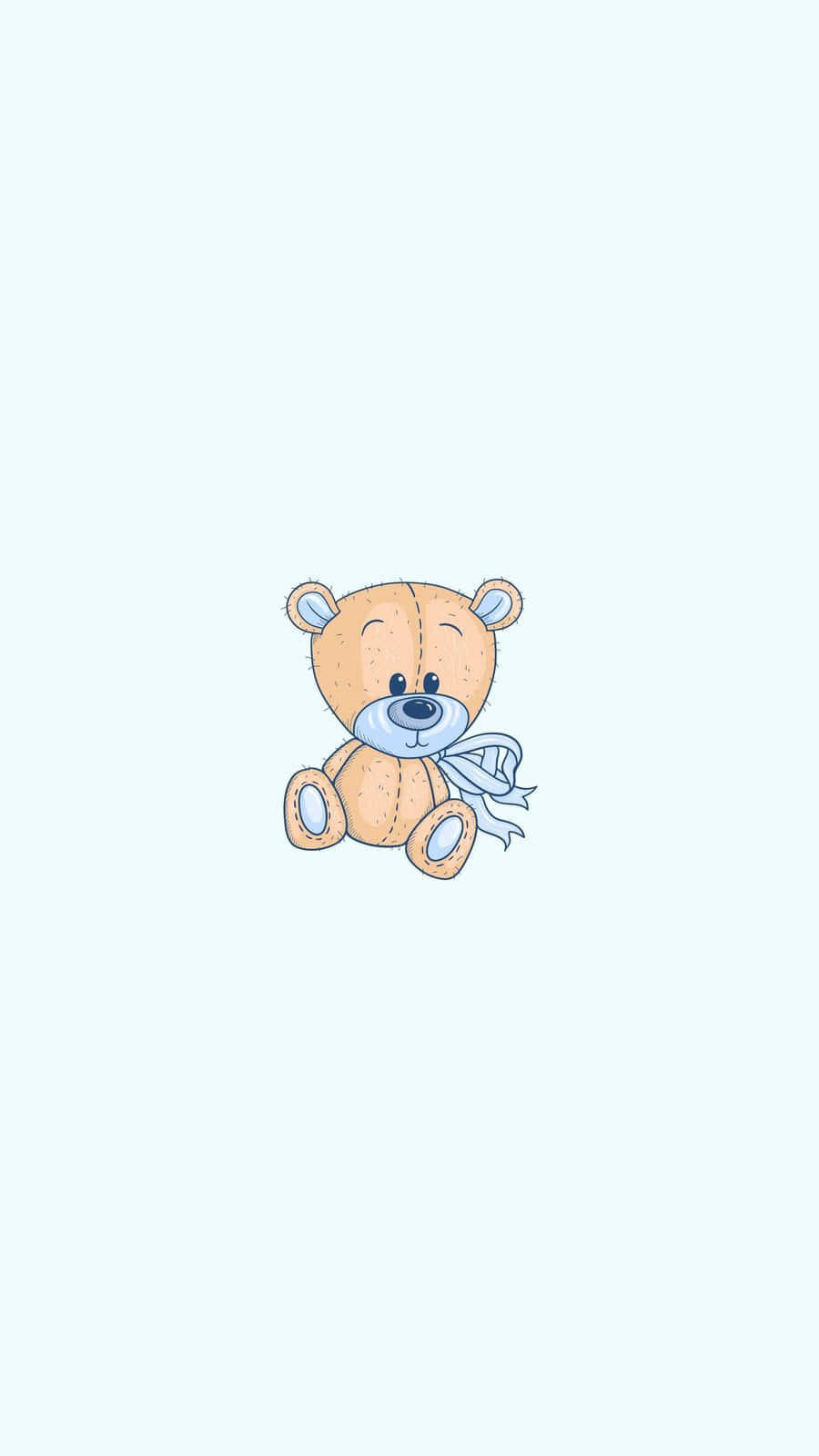 cute bear illustration, cartoon teddy bear, blue scarf, HD Phone Wallpaper