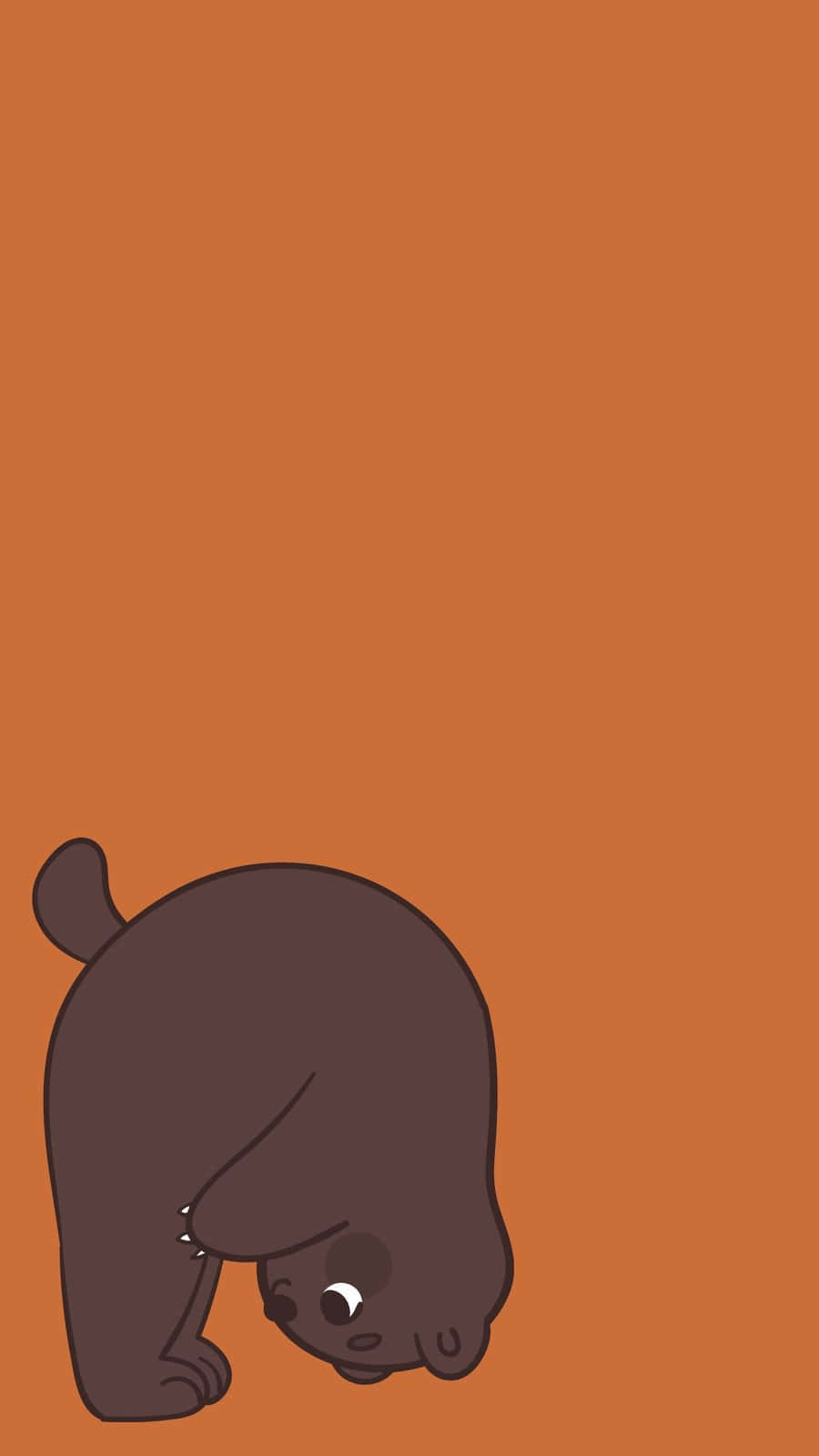 cute bear, cartooni, solid orange background, HD Phone Wallpaper