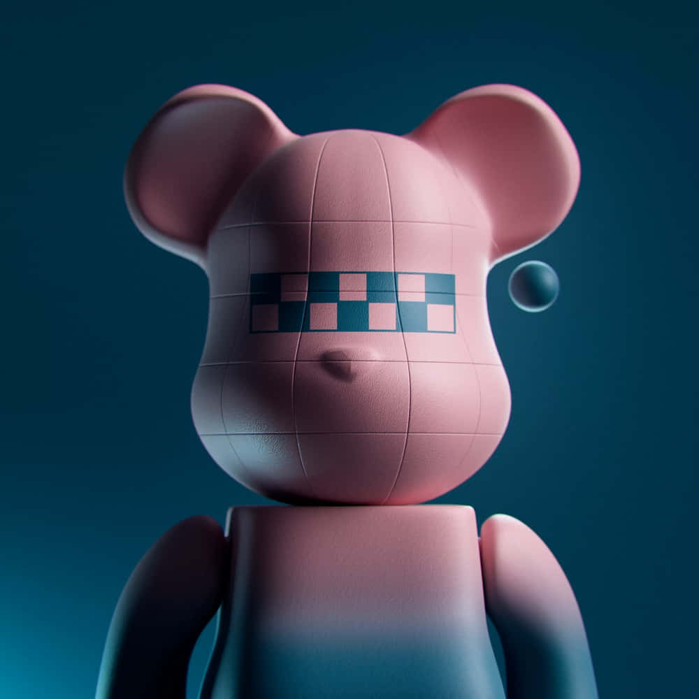 Pink Bearbrick, pixelated eyes, floating sphere, SD Desktop Wallpaper