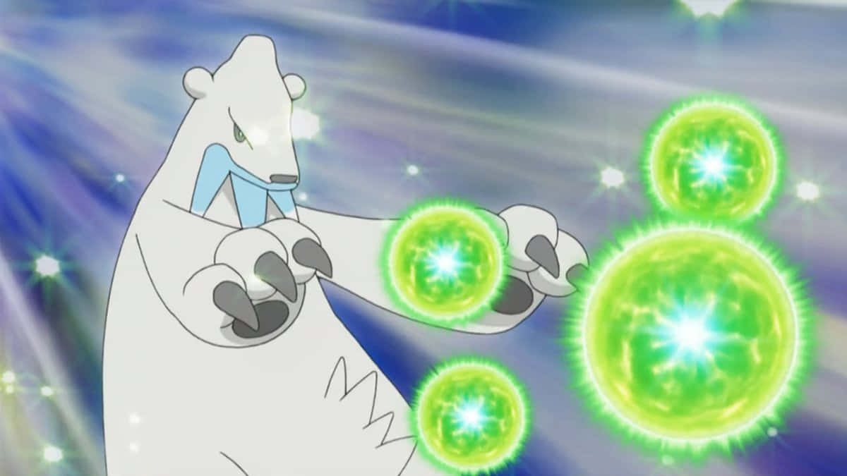 Beartic, green energy balls, glowing green energy orbs, SD Desktop Wallpaper