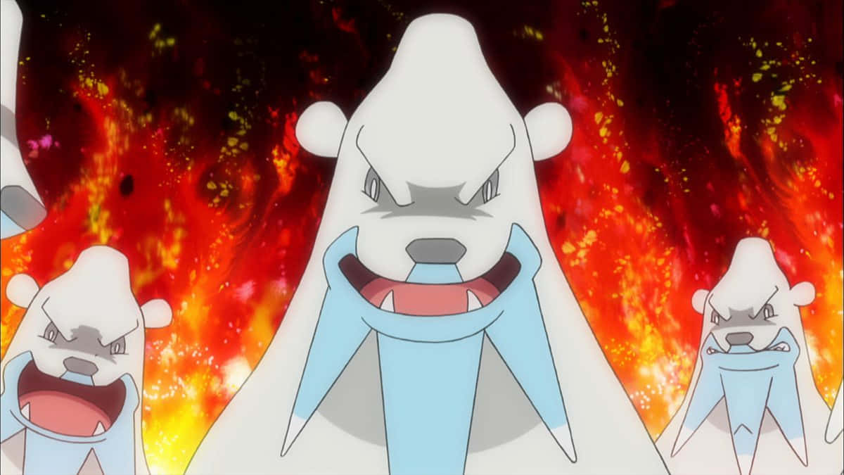 Beartic, blazing flames, fiery explosion, SD Desktop Wallpaper