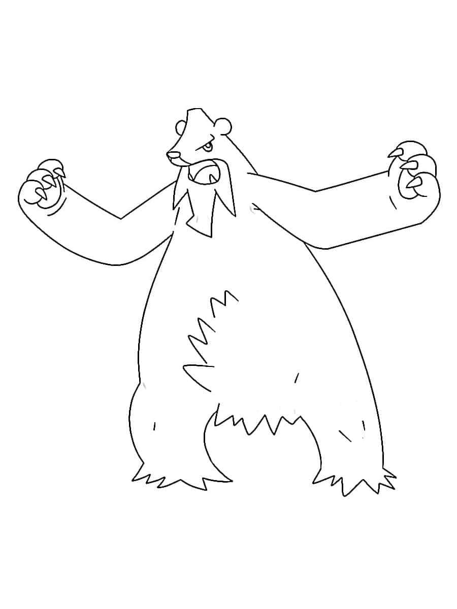 Beartic, pencil drawing, cartoon bear, SD Phone Wallpaper