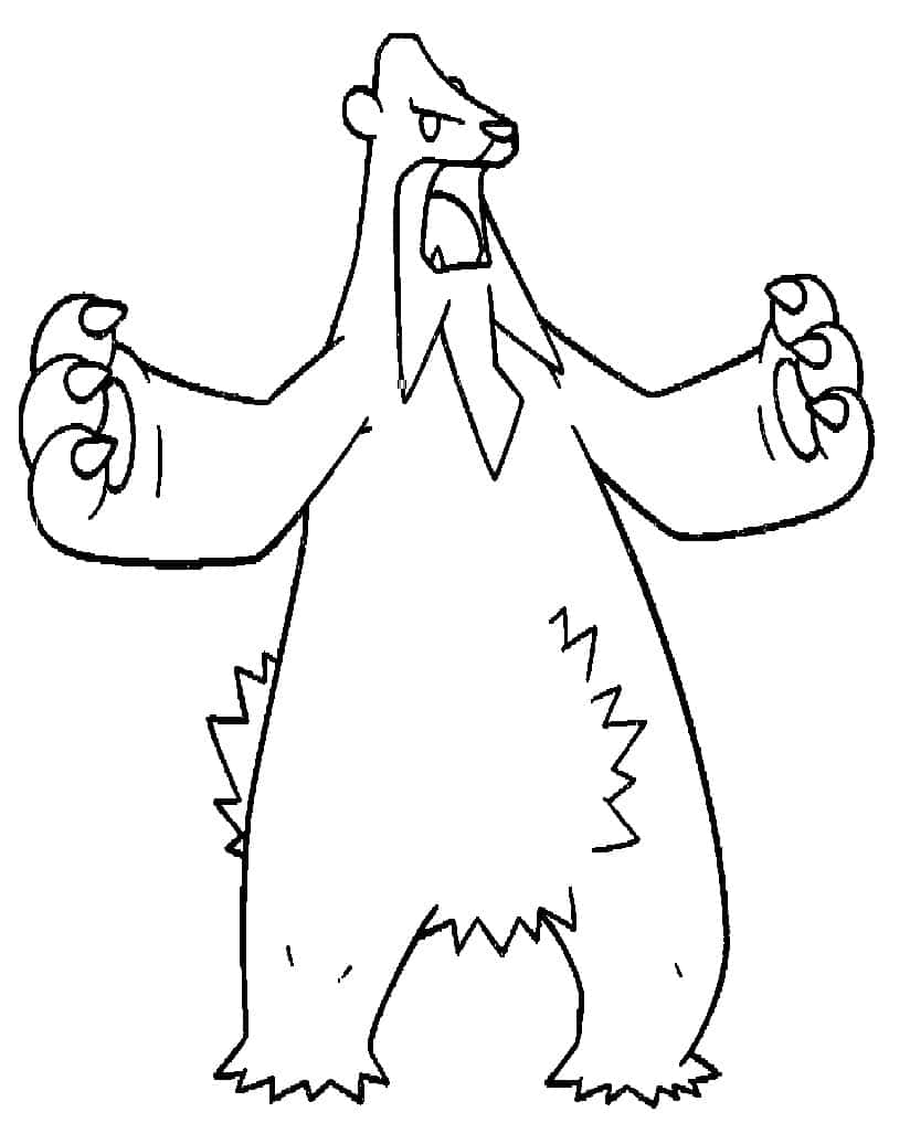 Beartic, black and white line drawing, cartoon bear, SD Phone Wallpaper