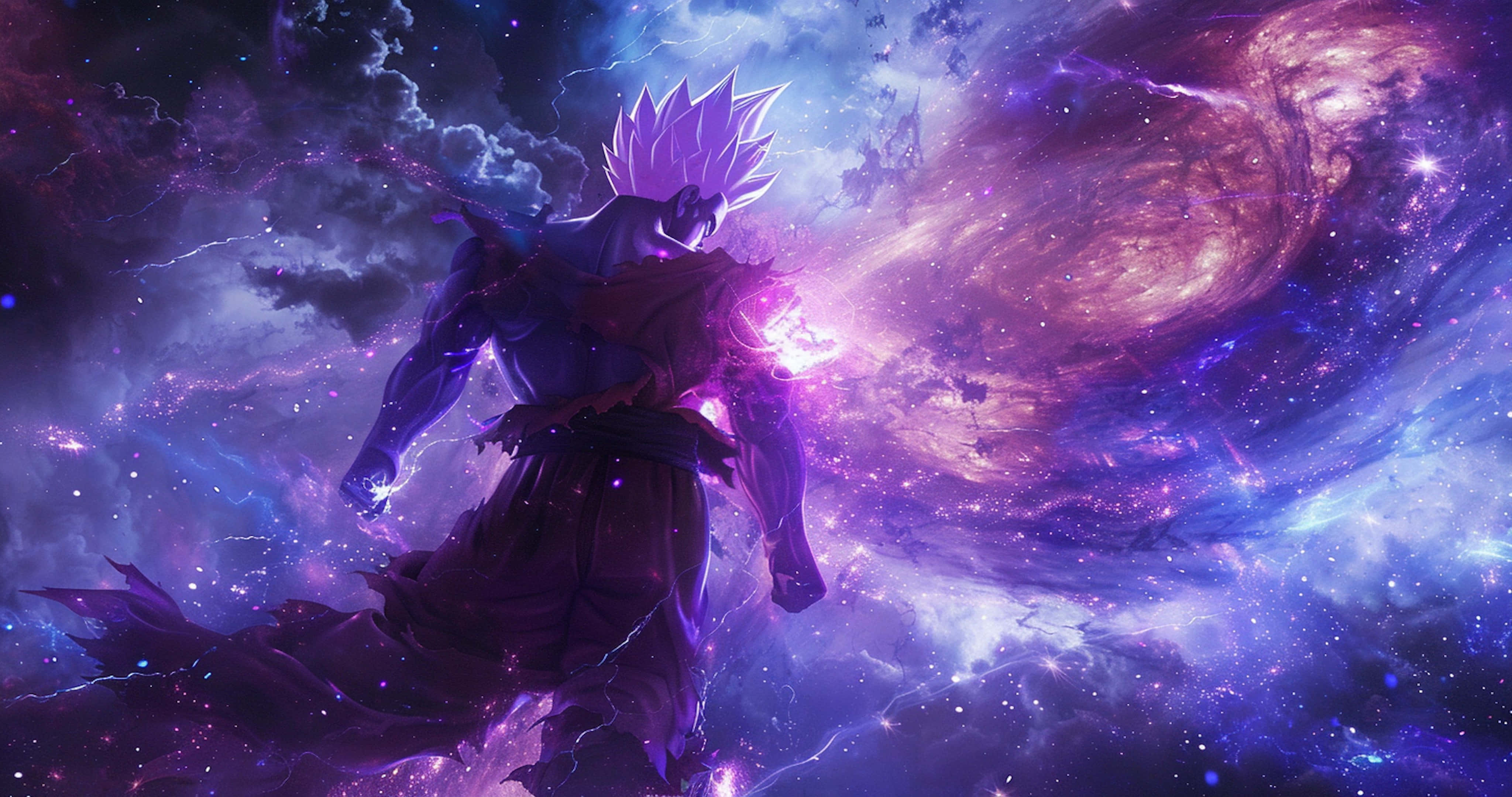 Beast Gohan, cosmic nebula, swirling galaxies, 4K Desktop Wallpaper