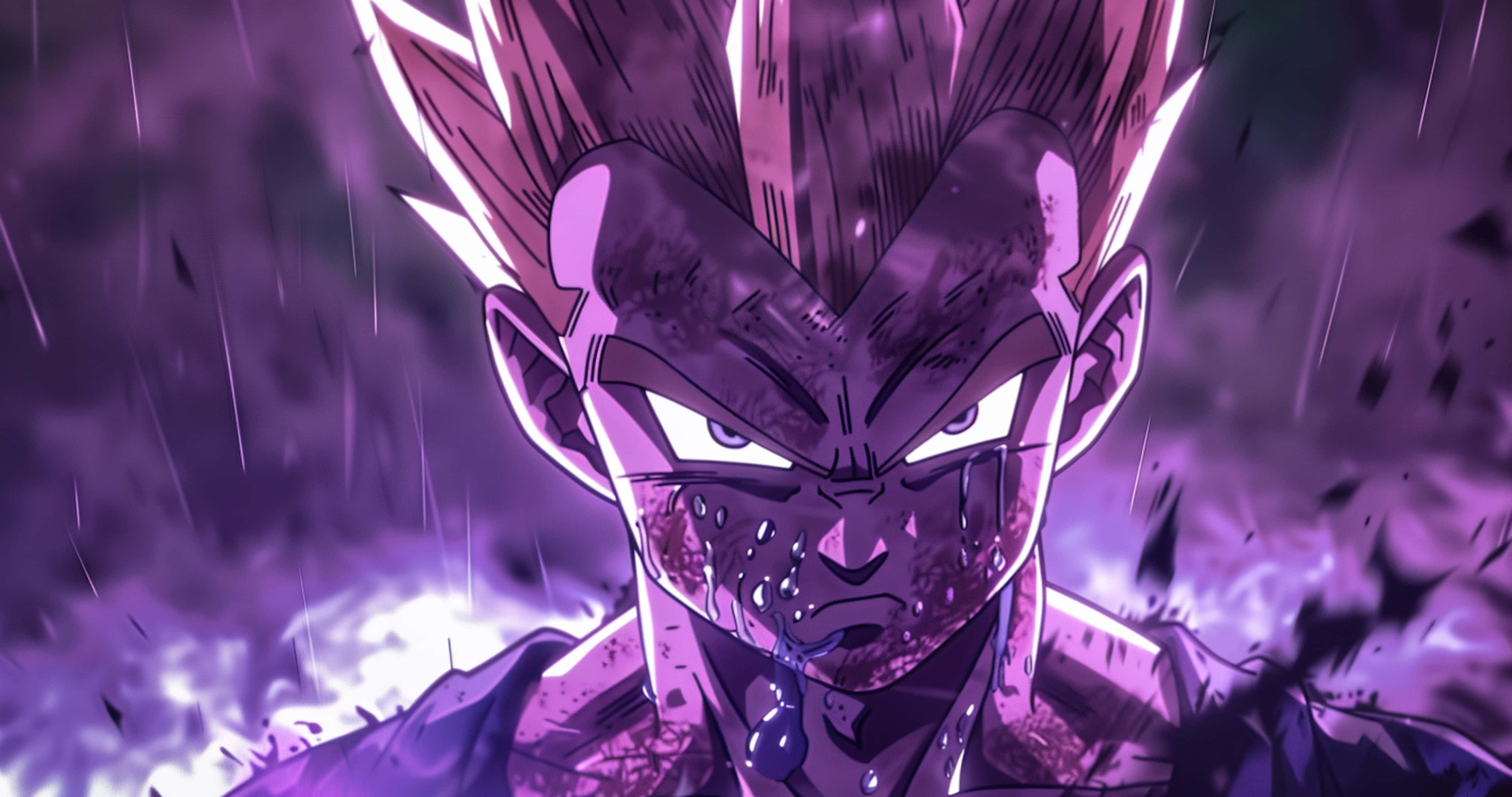 Beast Gohan, purple hair, glowing eyes, 4K Desktop Wallpaper