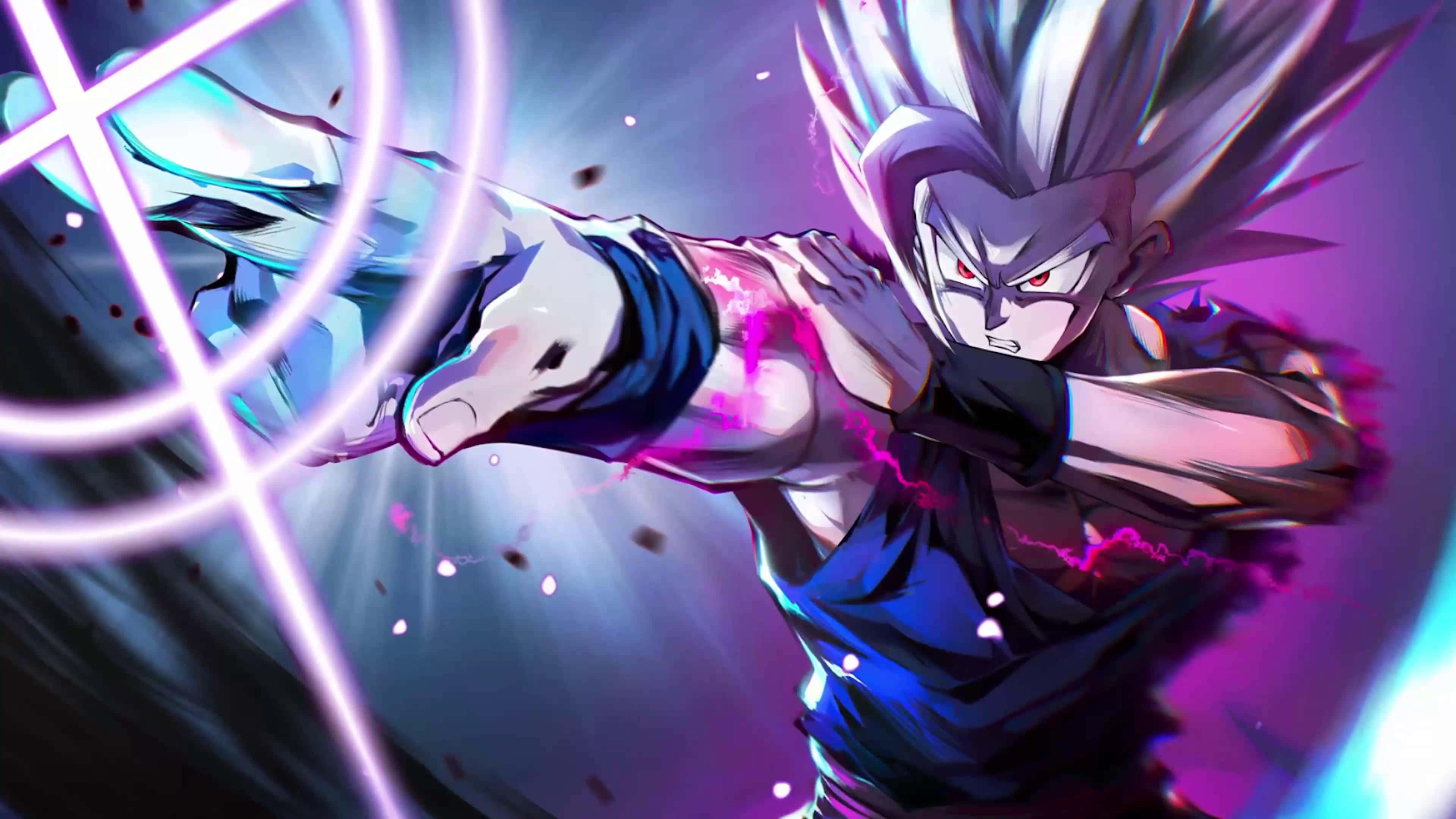 Beast Gohan, blue armor, glowing purple energy blast, 4K Desktop Wallpaper