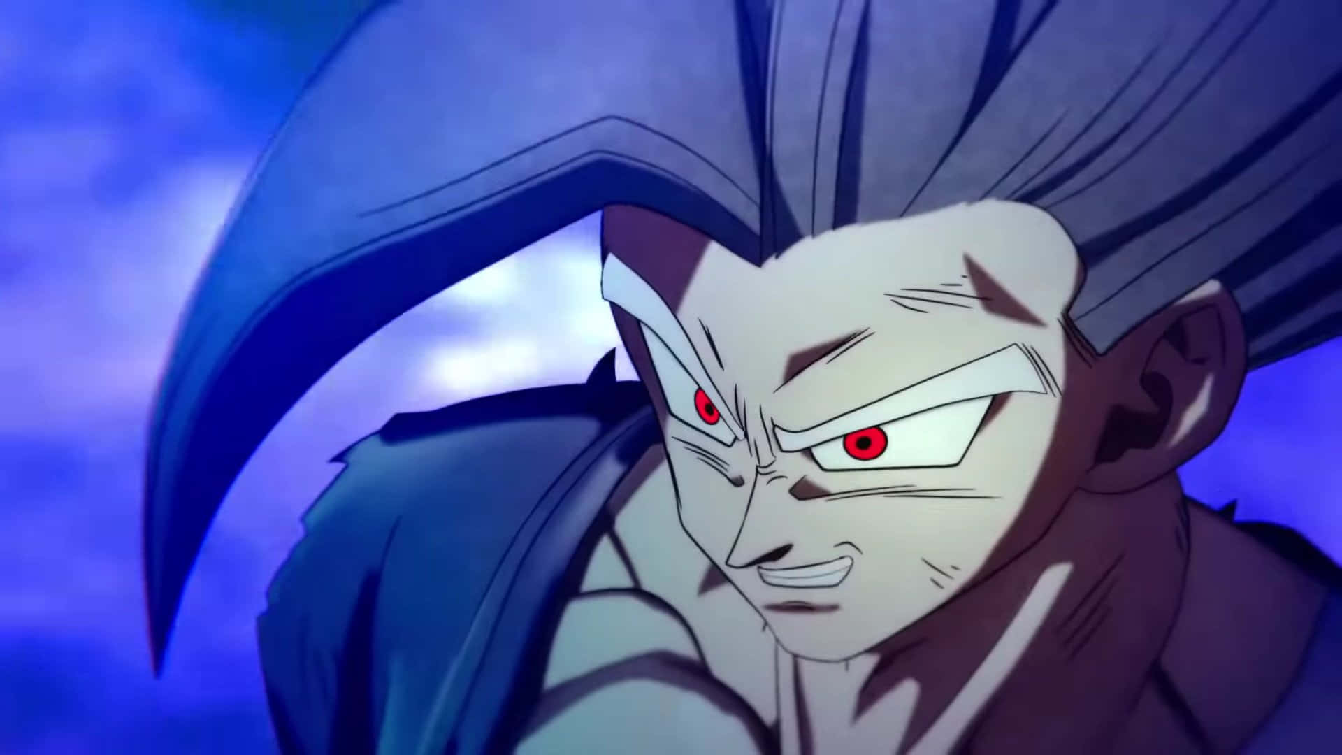 Beast Gohan, spiky blue hair, glowing red eyes, Full HD Desktop Wallpaper