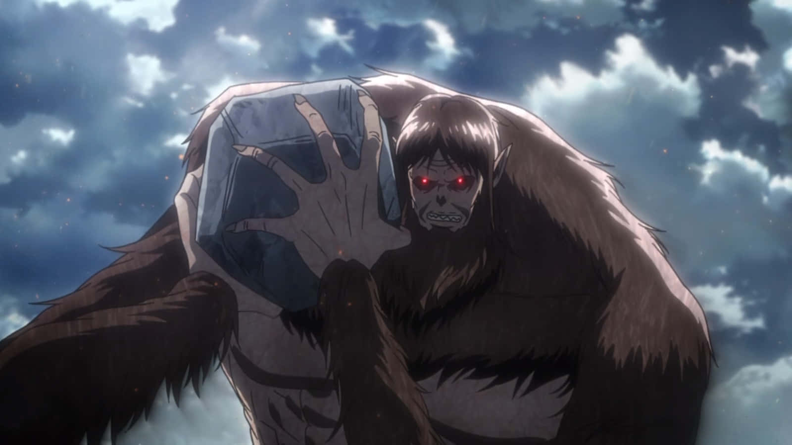 Beast Titan, glowing red eyes, fur-covered body, HD Desktop Wallpaper