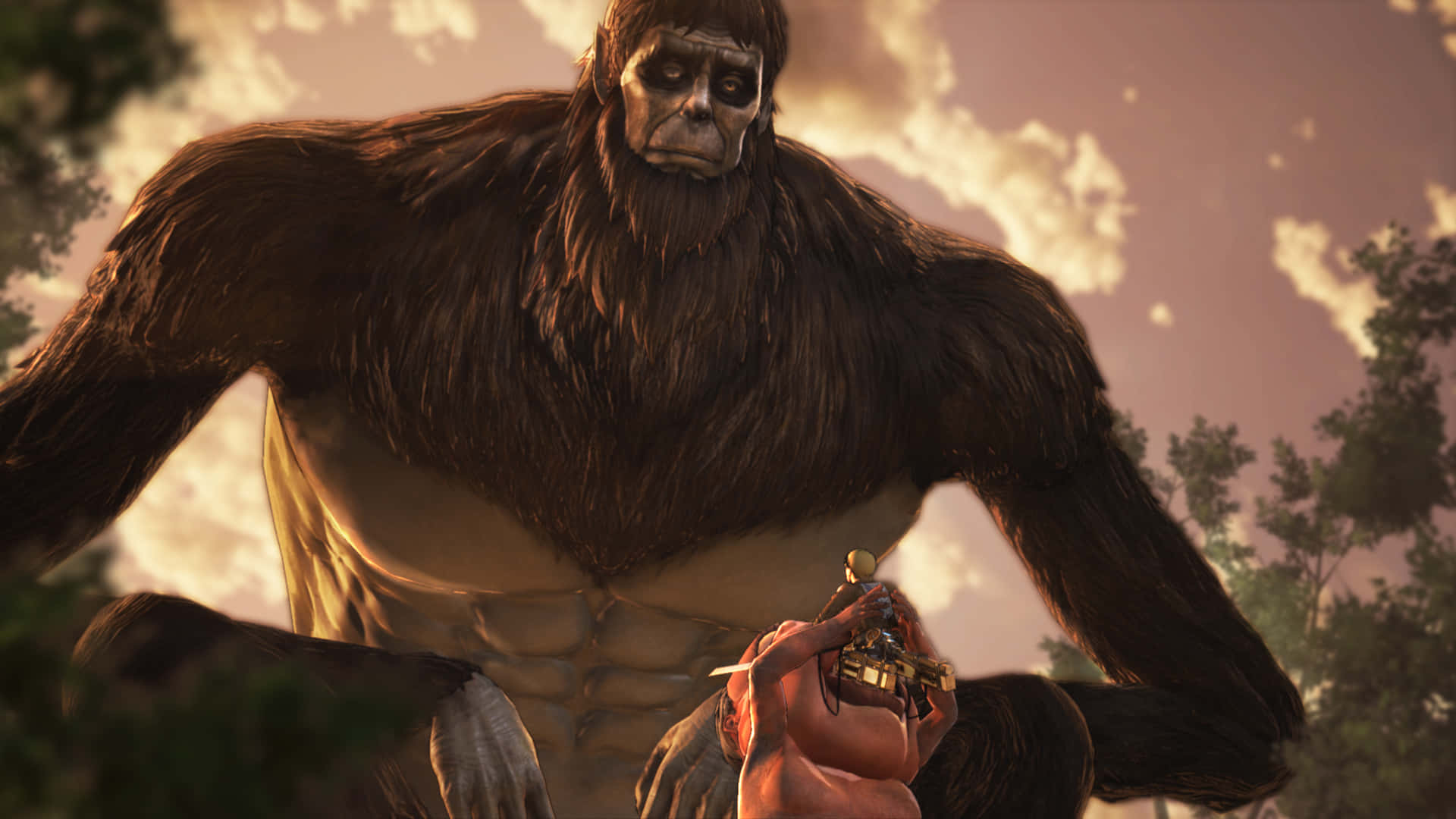 Beast Titan, colossal ape titan, dusky sky, Full HD Desktop Wallpaper