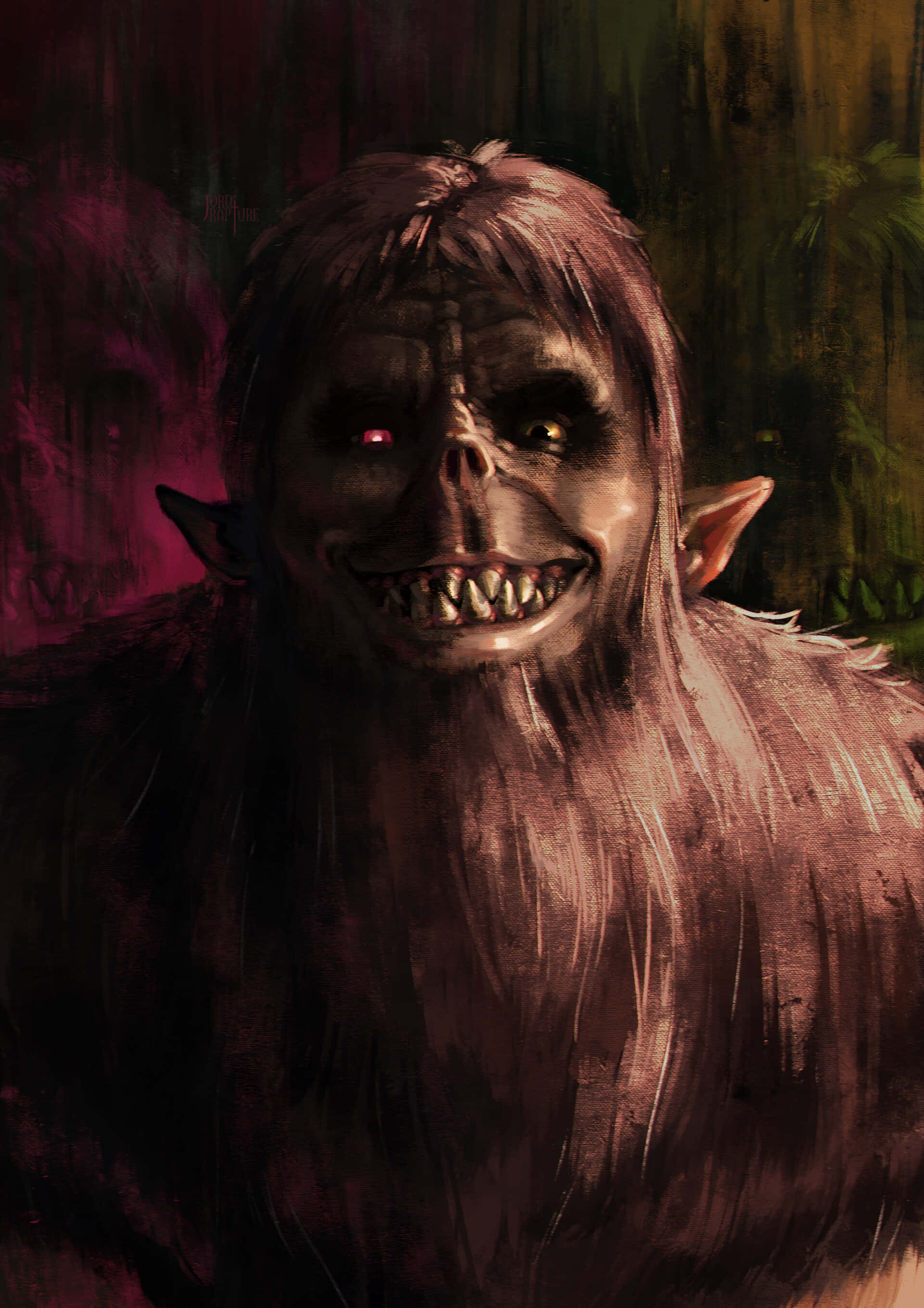 Beast Titan, goblin, glowing red eyes, 2K Phone Wallpaper