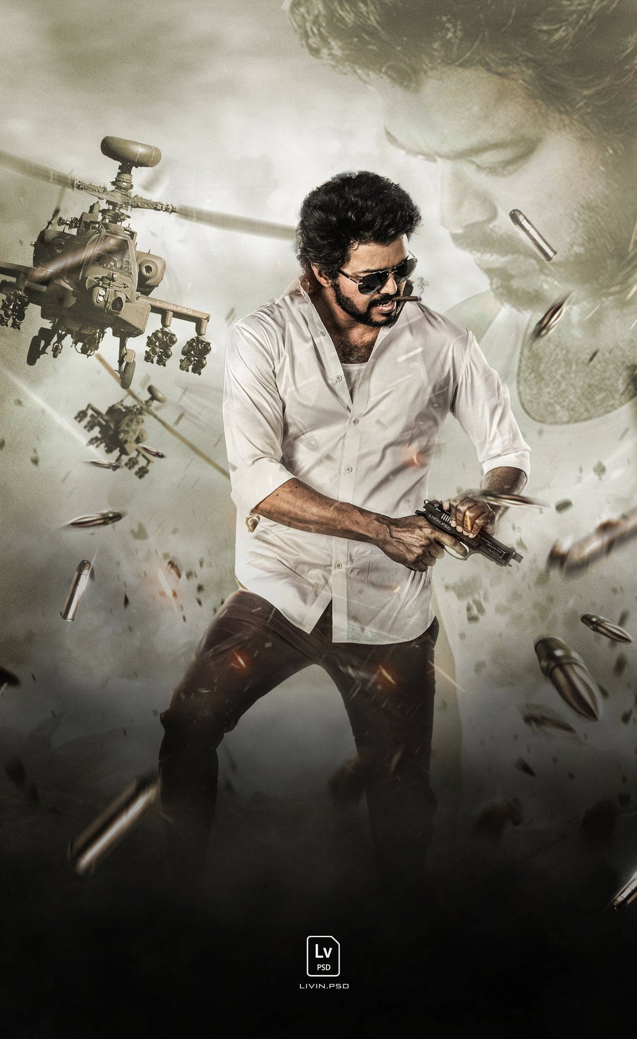 Beast Vijay, white shirt, sunglasses, Full HD Phone Wallpaper