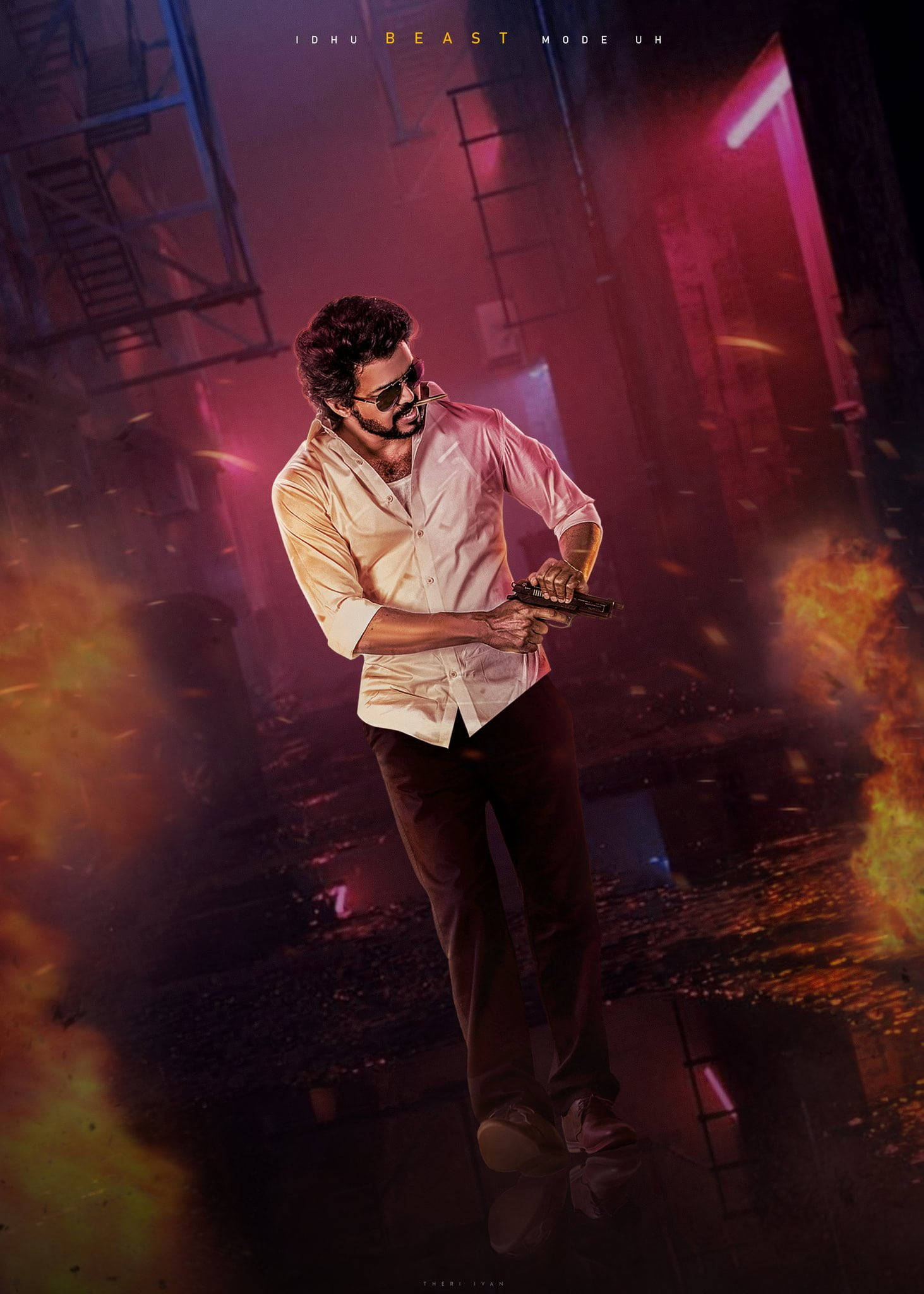 Beast Vijay, alleyway, white shirt, Full HD Phone Wallpaper