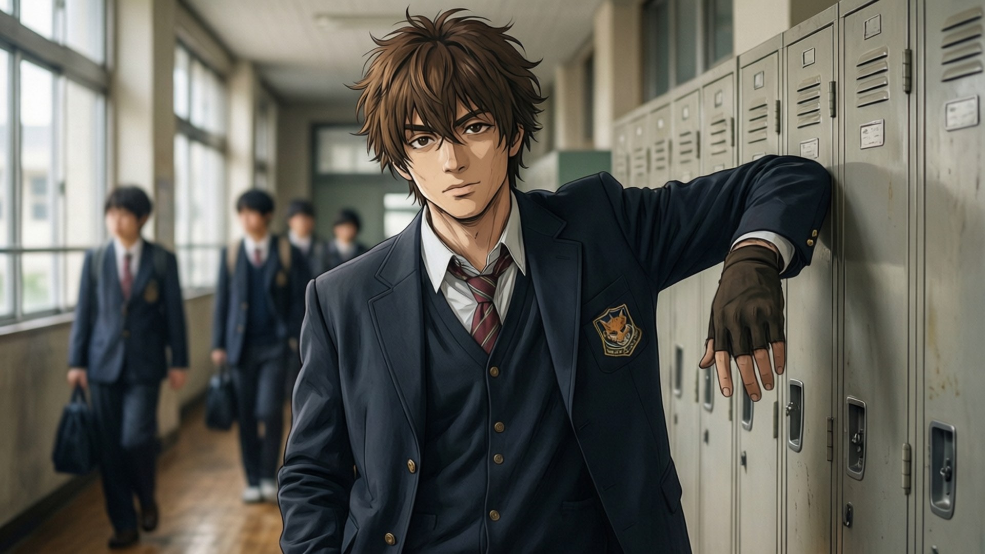 Bill, Beastars, school hallway, Full HD Desktop Wallpaper