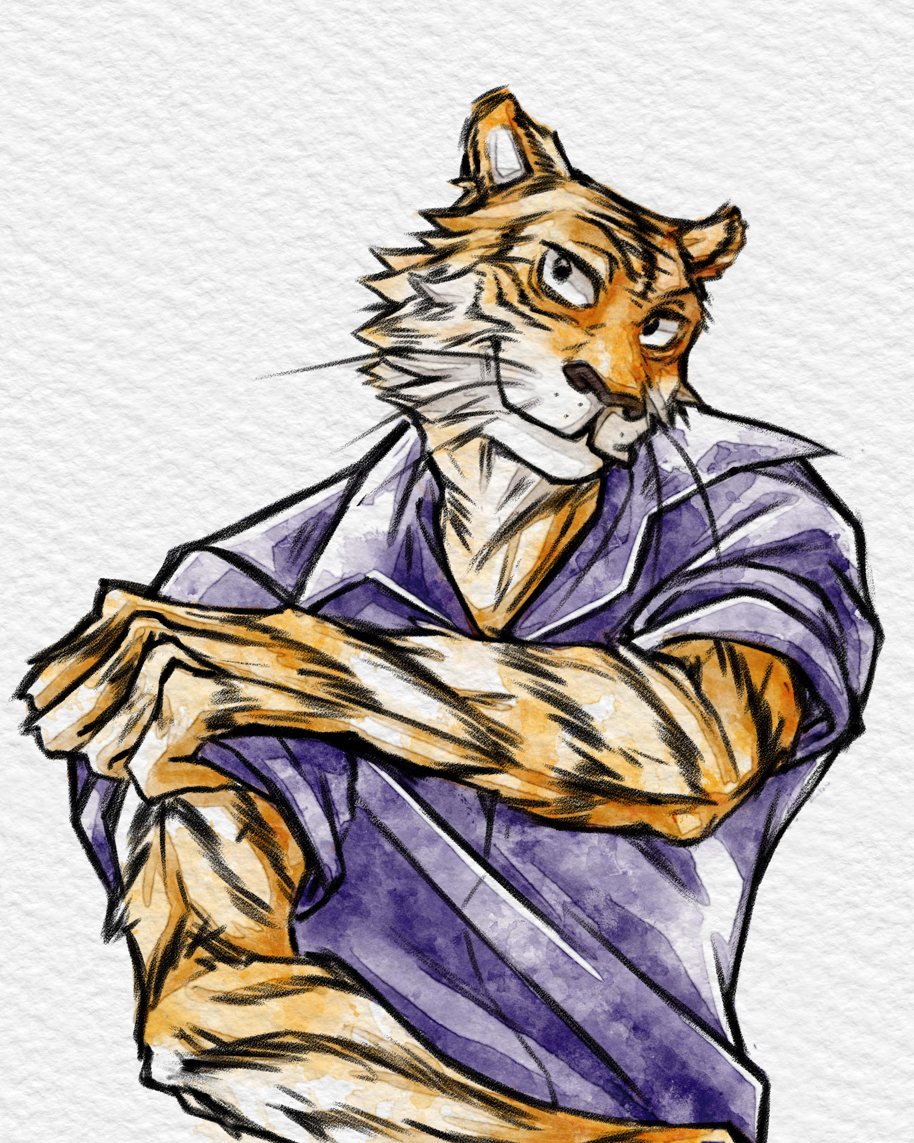 Beastars Bill, tiger, purple shirt, 4K Phone Wallpaper