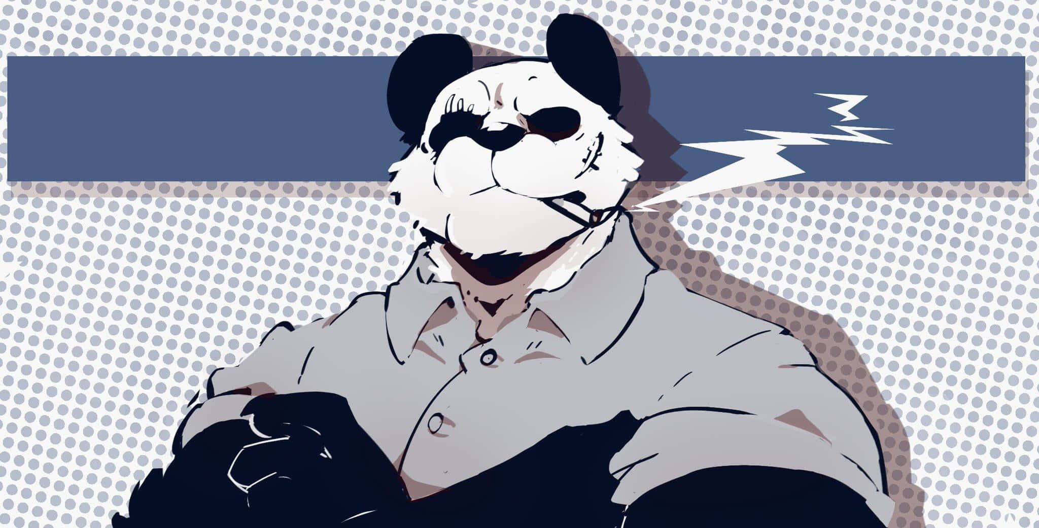 Beastars Gohin, panda, collared shirt, Full HD Desktop Wallpaper