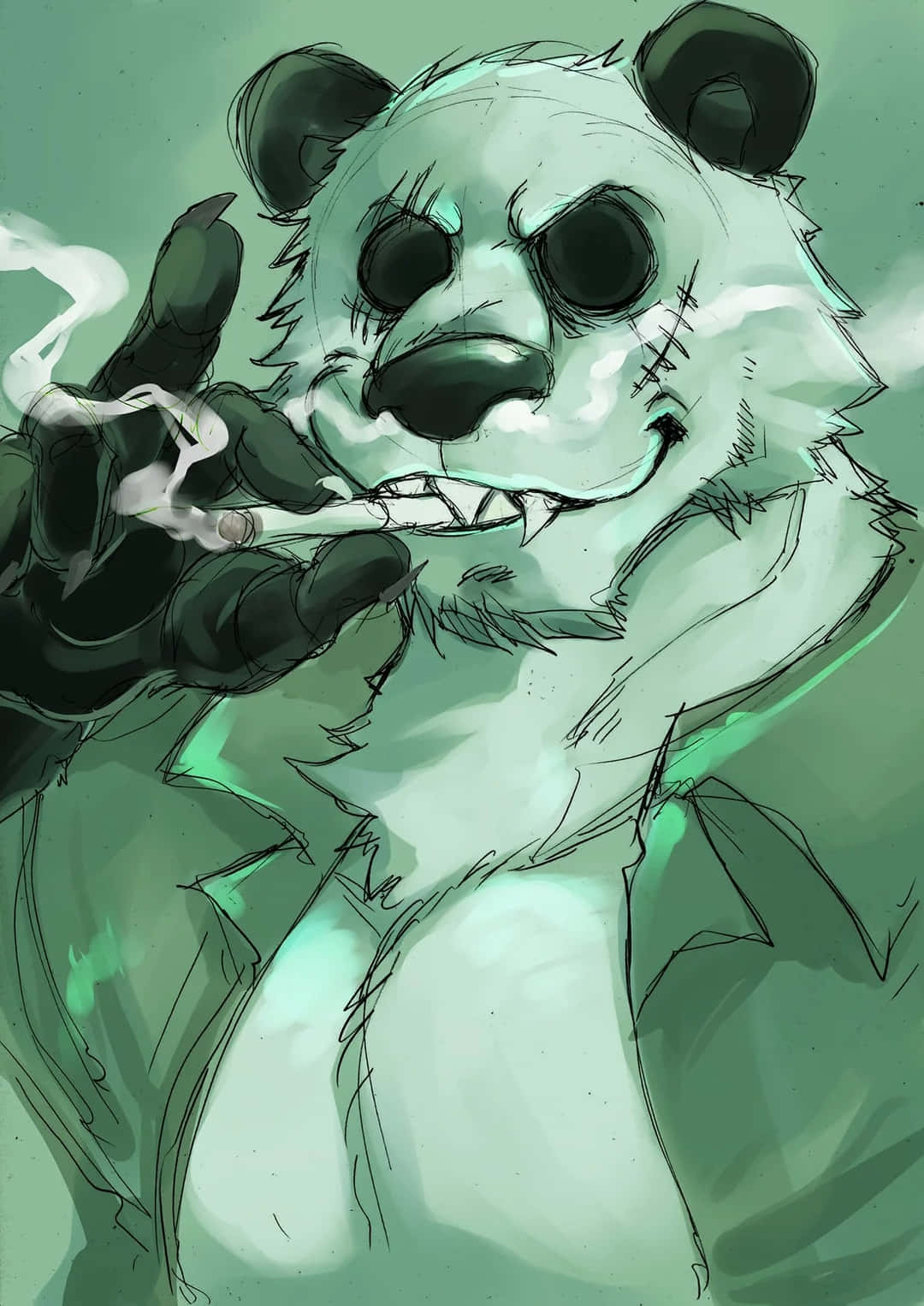Beastars Gohin, panda, stitched scars, HD Phone Wallpaper