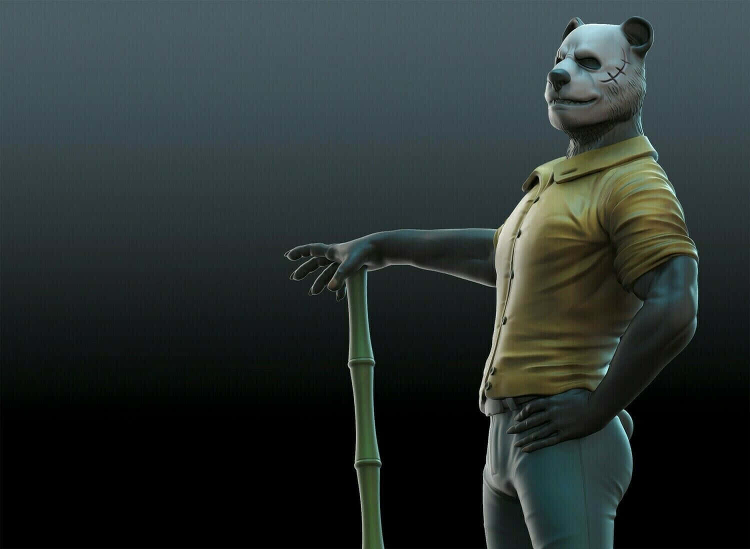 Beastars Gohin, yellow polo shirt, green bamboo cane, HD Desktop Wallpaper