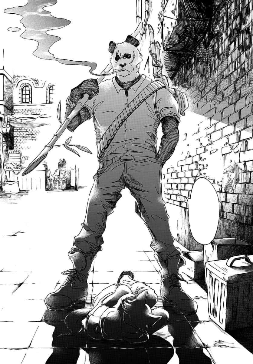 Beastars Gohin, panda warrior, mask, SD Phone Wallpaper